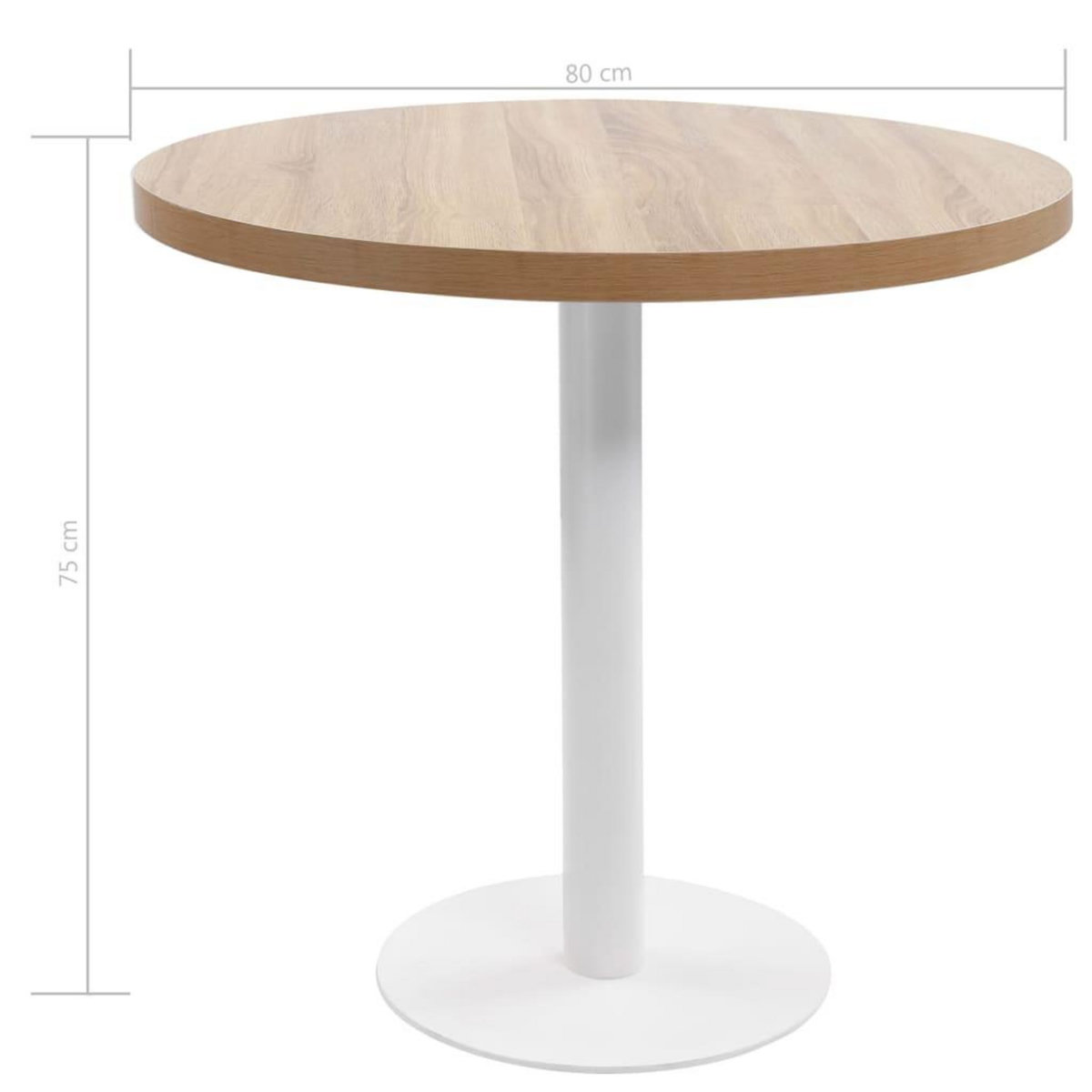 VIDAXL Table de bistro marron clair 80 cm MDF