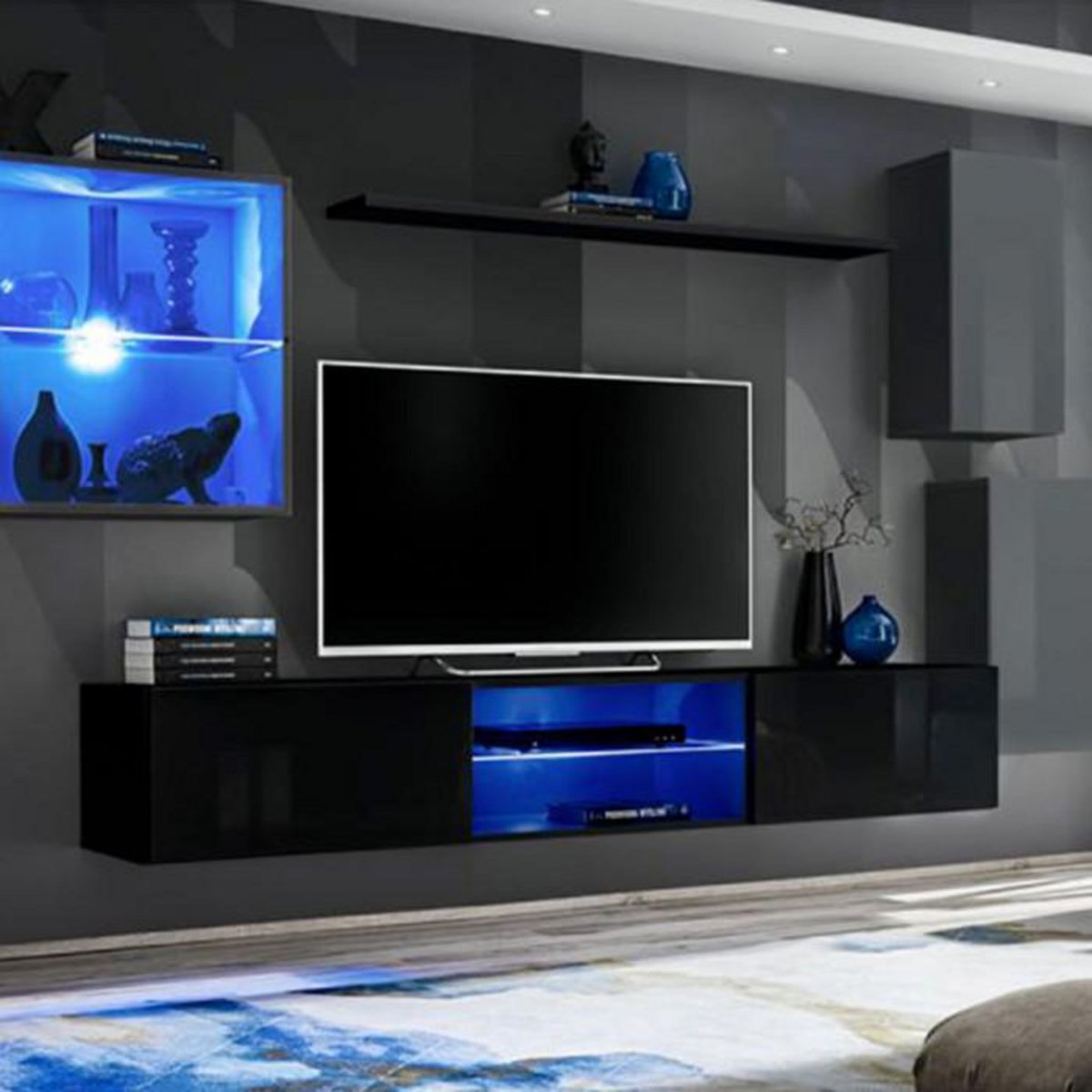 Paris Prix Ensemble Meuble TV  Switch XXIII  250cm Gris & Noir