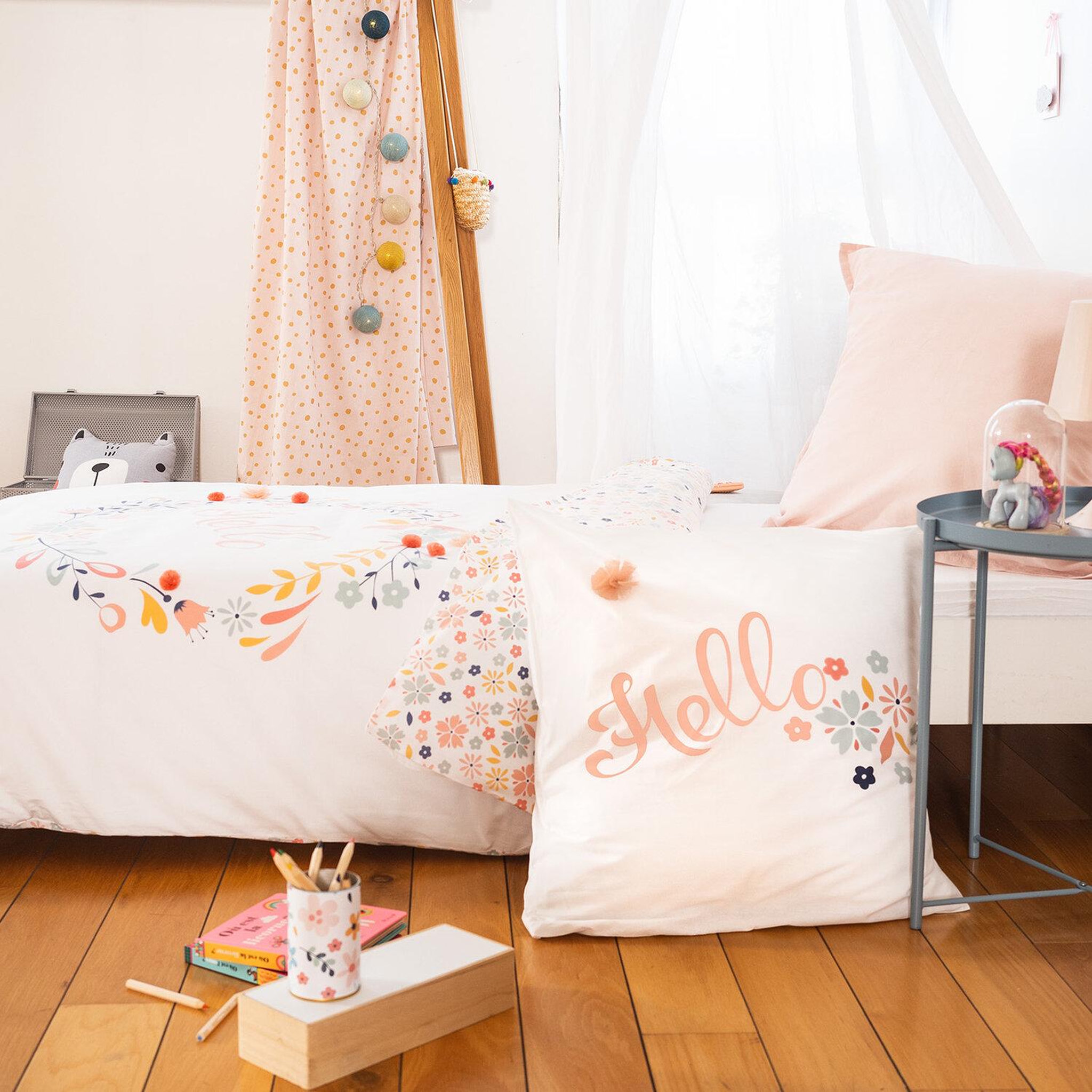 Voir la diapositive 2 : Home collection Parure de couette 2pcs 140x200cm coton hello