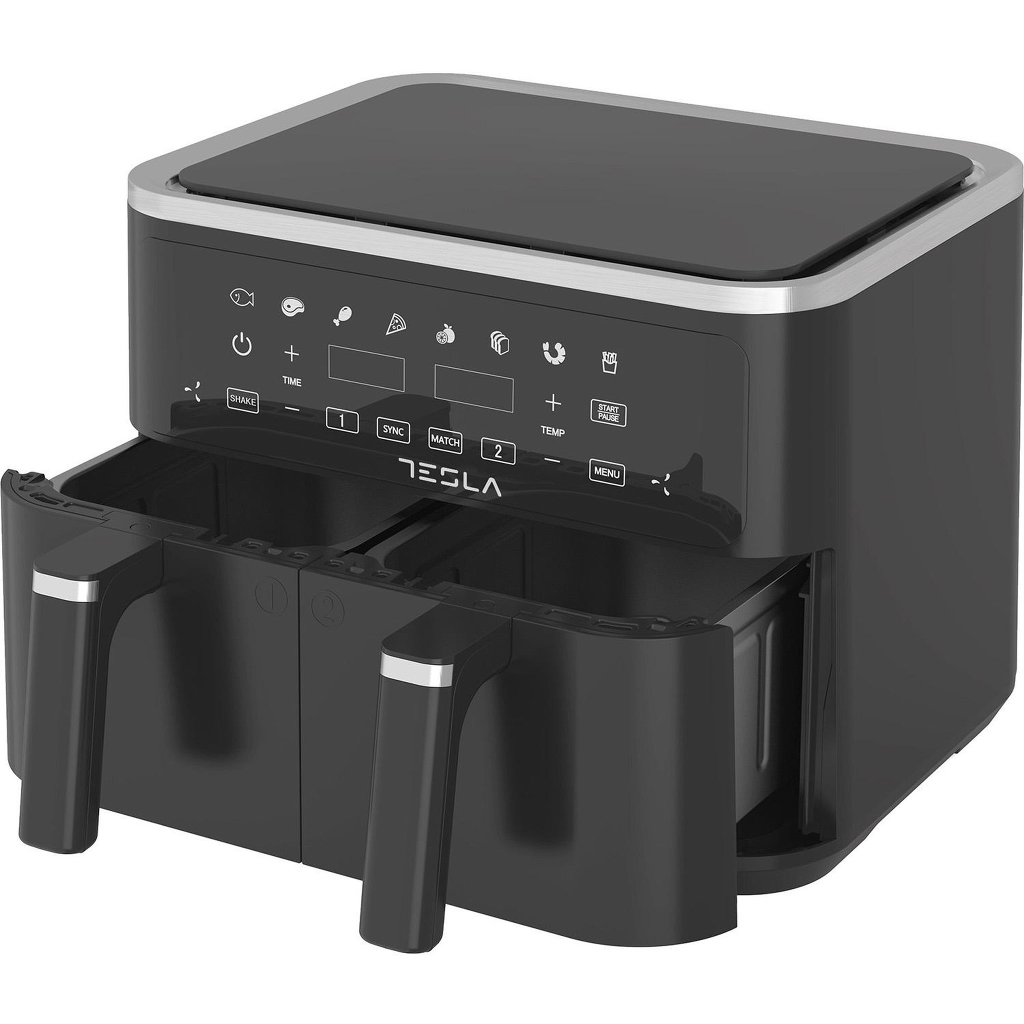 Voir la diapositive 3 : TESLA Friteuse à air chaud air fryer double bac 9l 2400w - af900bsd
