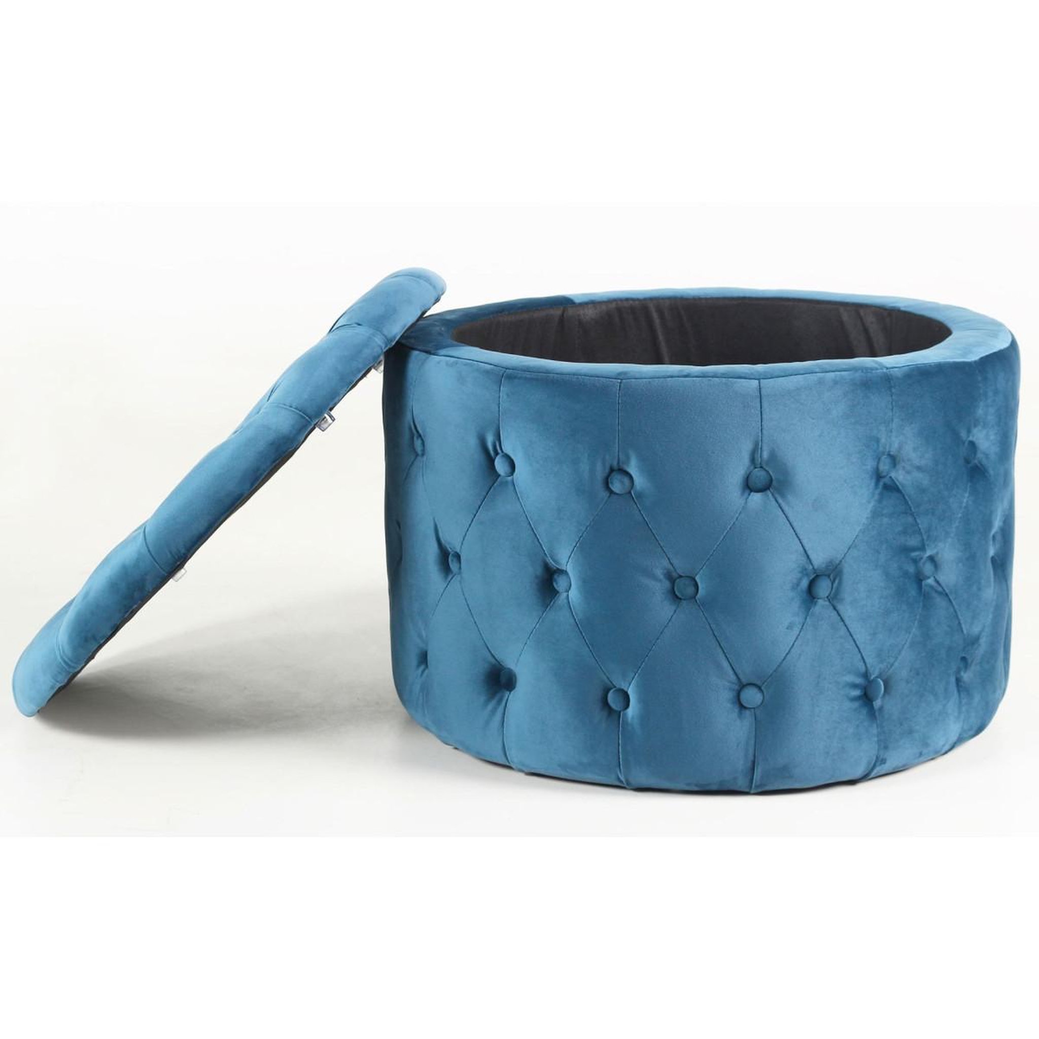 Voir la diapositive 4 : Paris Prix Pouf rond design en velours  visalni  60cm bleu
