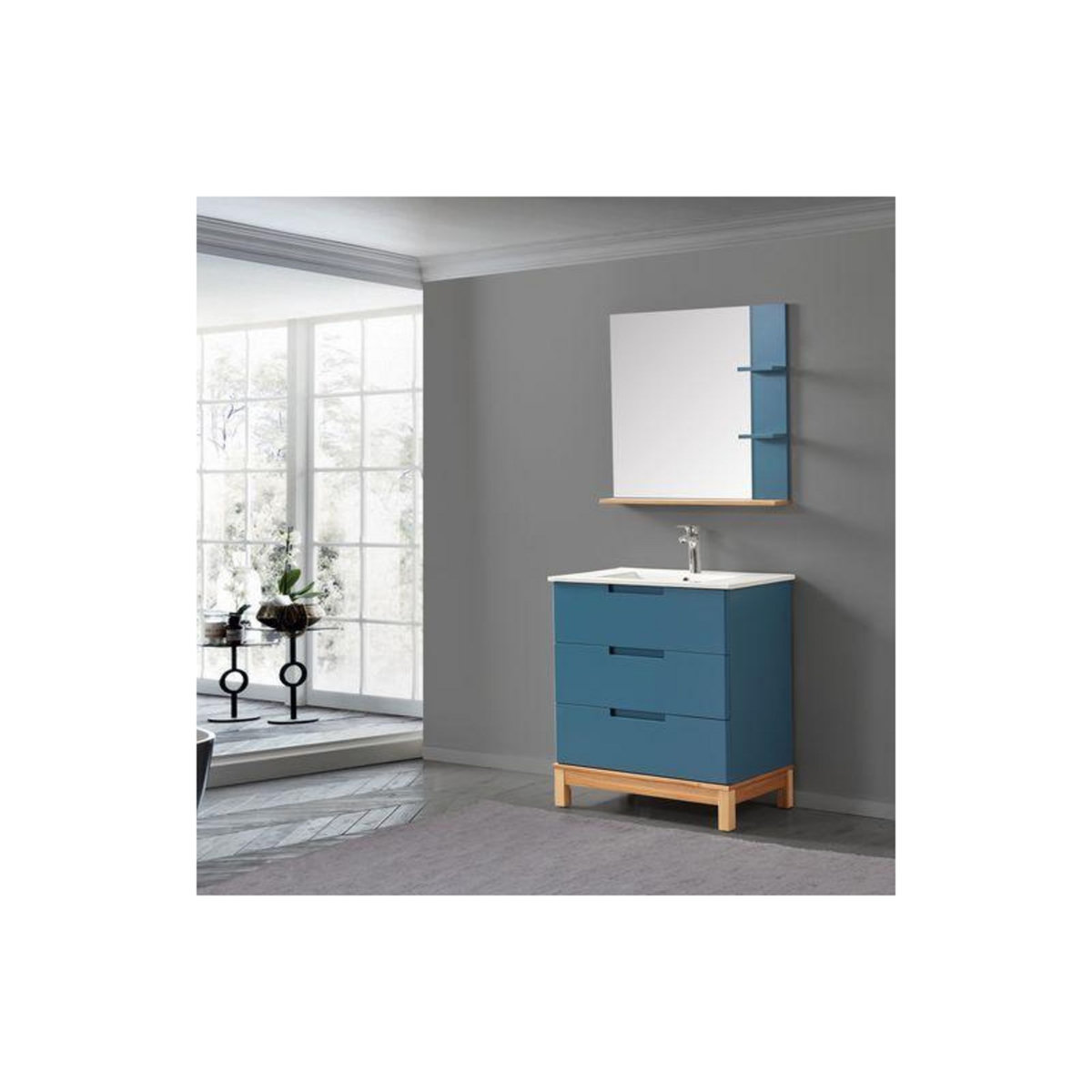 WILSA Ensemble de salle de bain bleu 80 cm
