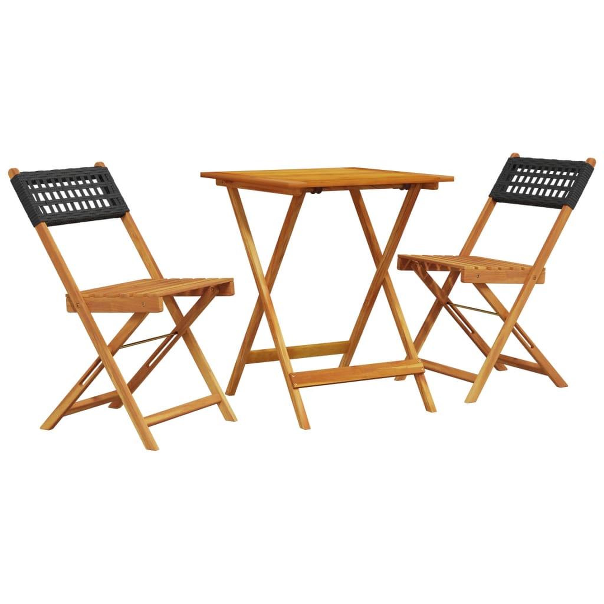 Voir la diapositive 2 : VIDAXL Ensemble de bistro 3 pcs noir resine tressee et bois massif