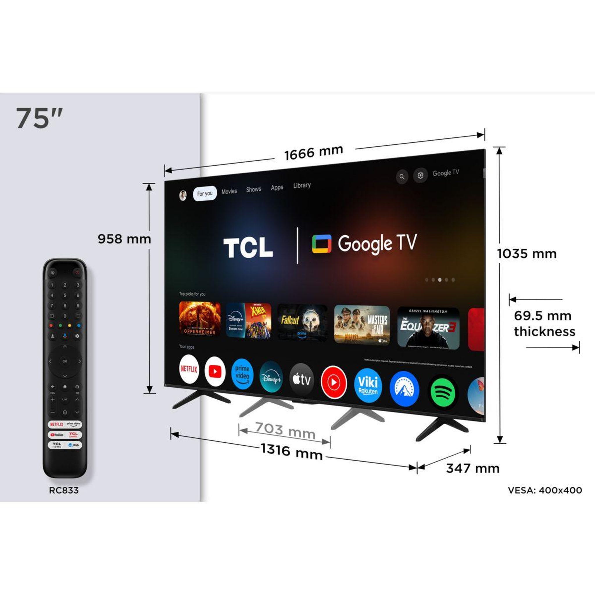 Voir la diapositive 4 : TCL TV QLED 75P79K 2025  - 75 pouces ( 189 cm )
