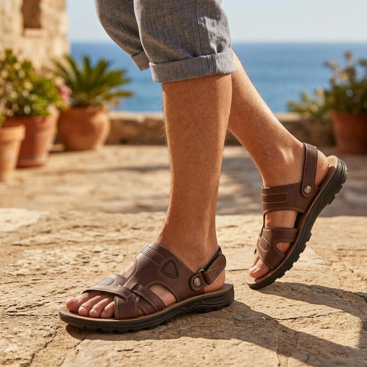 OZABI OZABI Sandales Homme Confort Semelle Souple Antiderapante Scratch 39-45