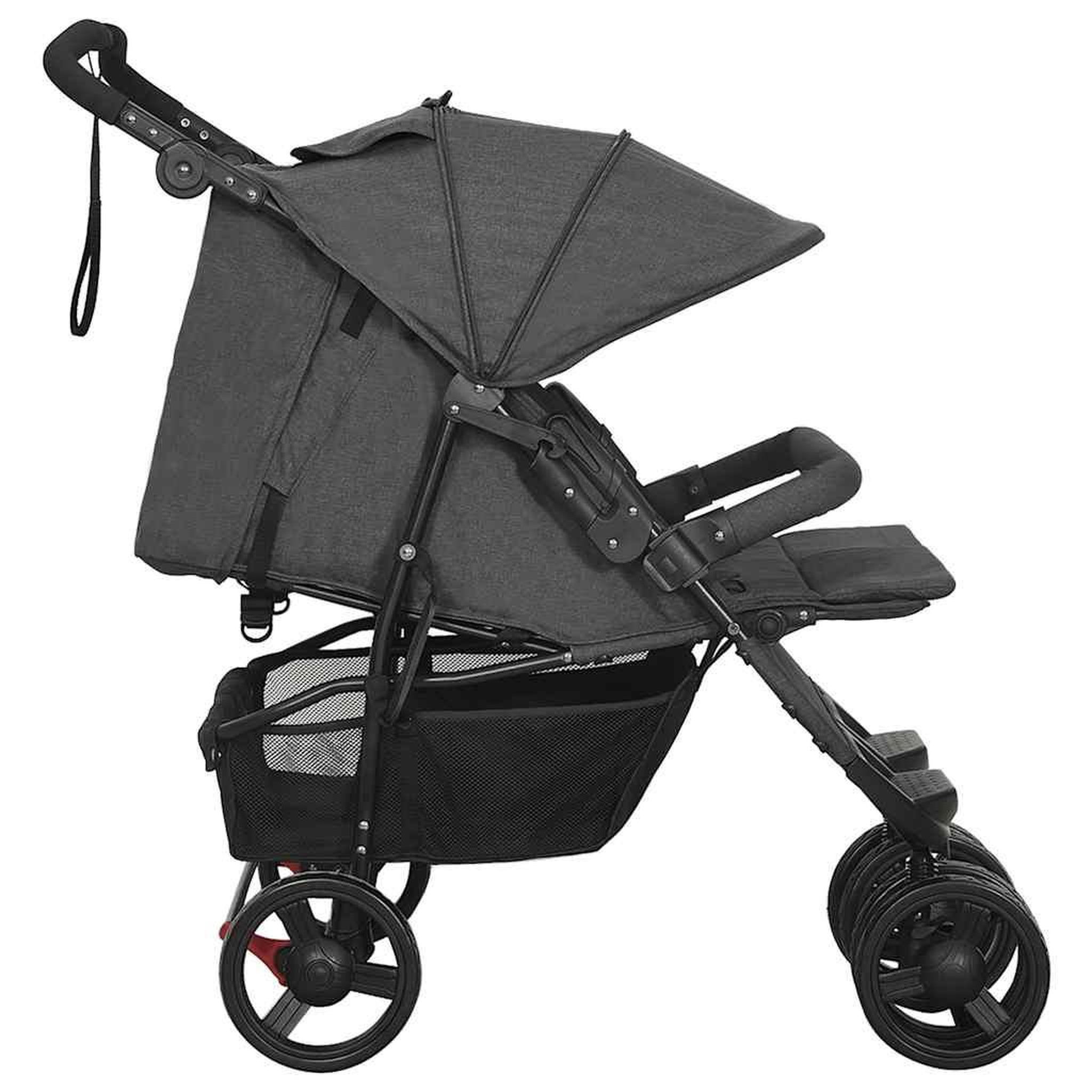 Voir la diapositive 3 : VIDAXL Poussette a deux places Anthracite Acier