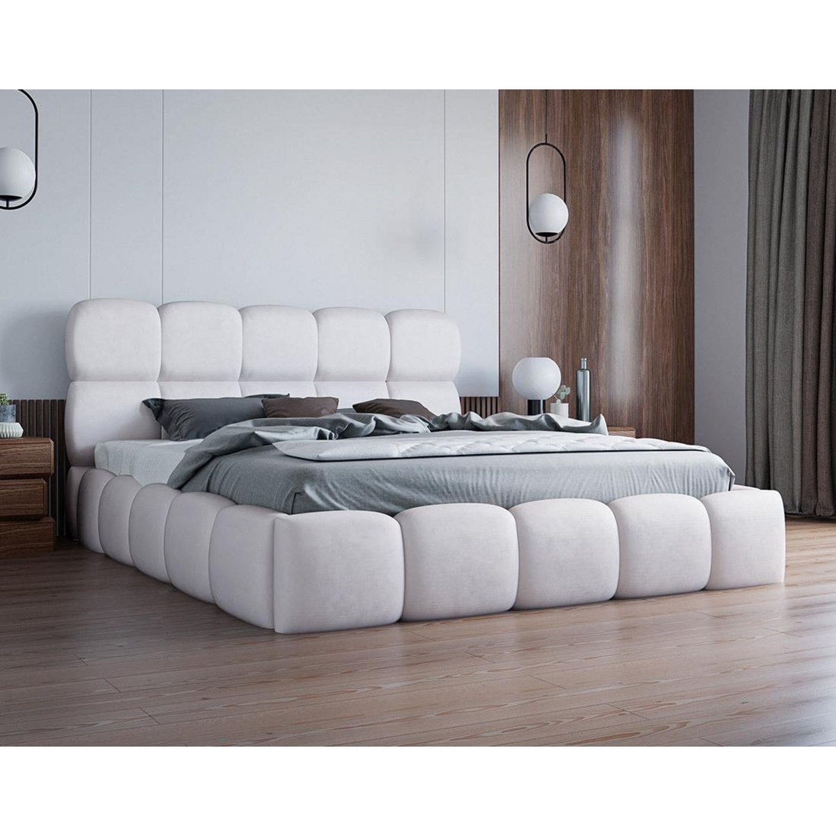 BEST MOBILIER Mariposa - lit coffre - 140x200 cm - sommier inclus - en velours