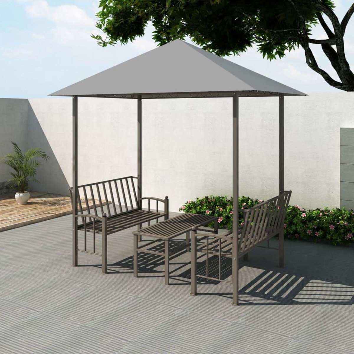 VIDAXL Chapiteau de jardin avec table et bancs 2,5x1,5x2,4m Anthracite