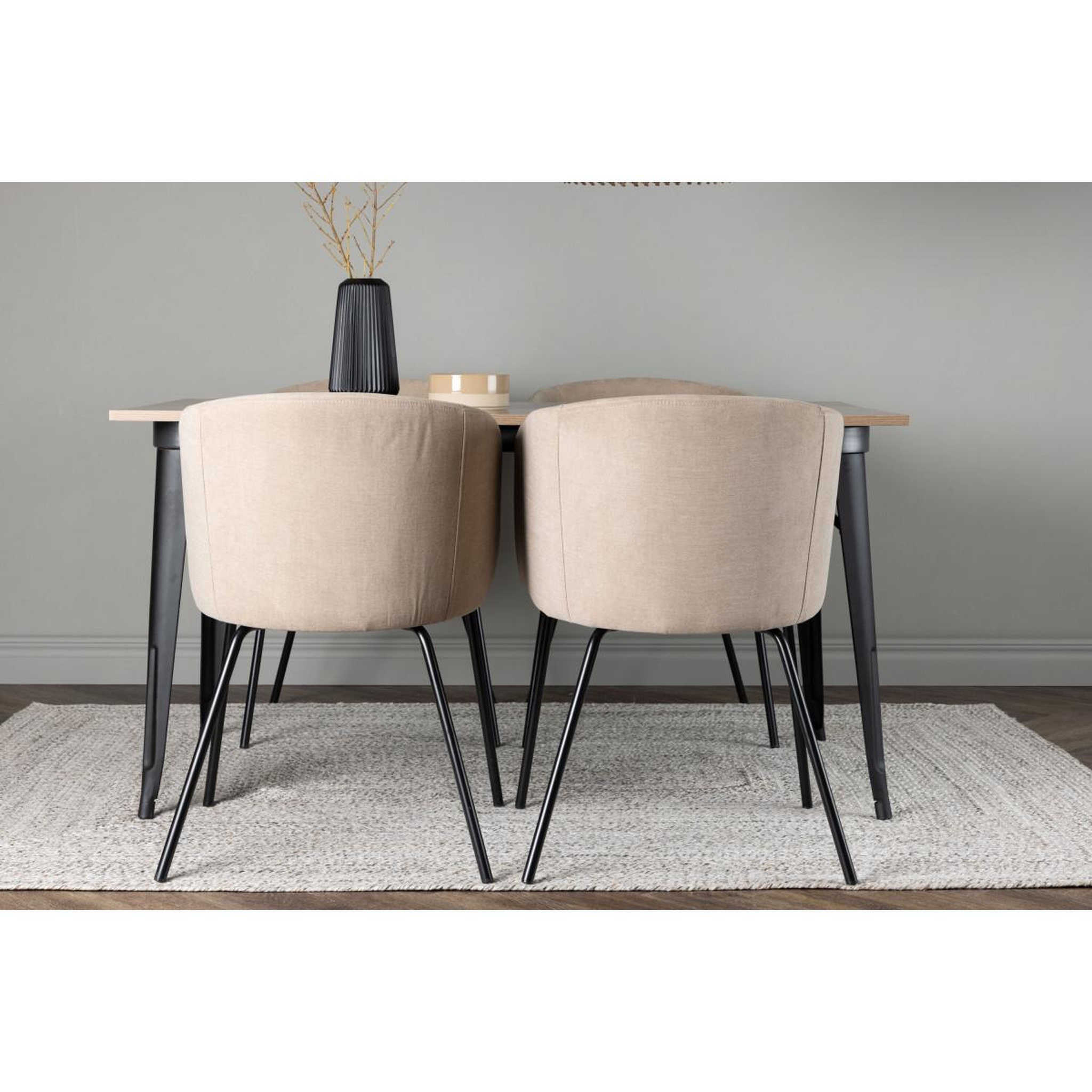 Voir la diapositive 6 : Paris Prix Ensemble table à manger & 4 chaises  tempe & berit  140cm naturel & beige