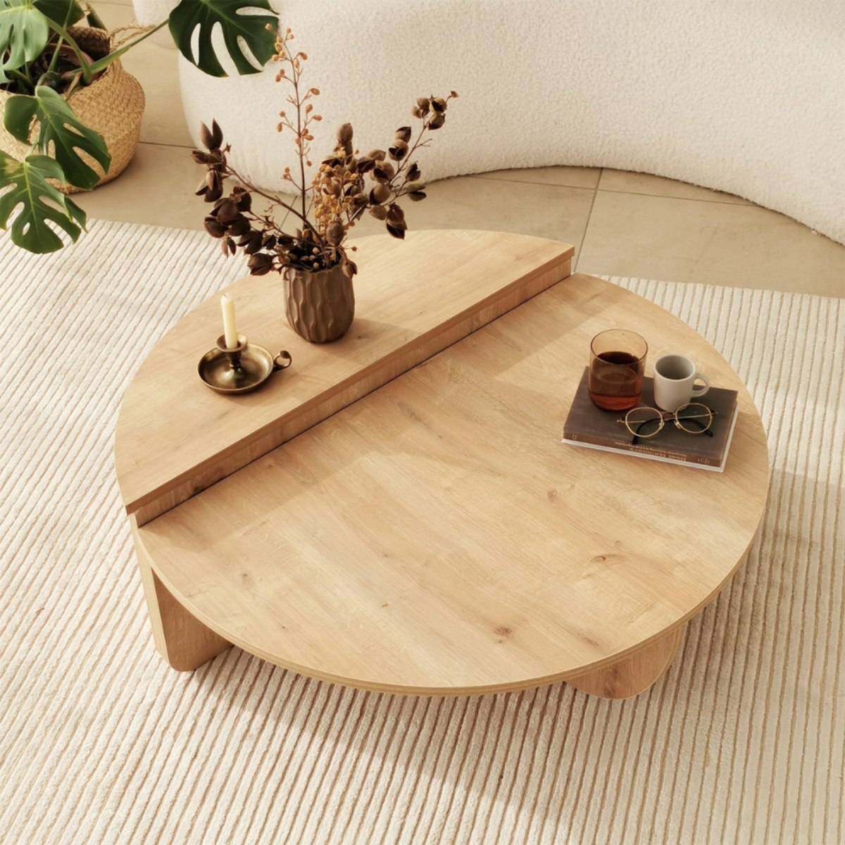CONCEPT USINE Table basse ronde design en bois CARLOW
