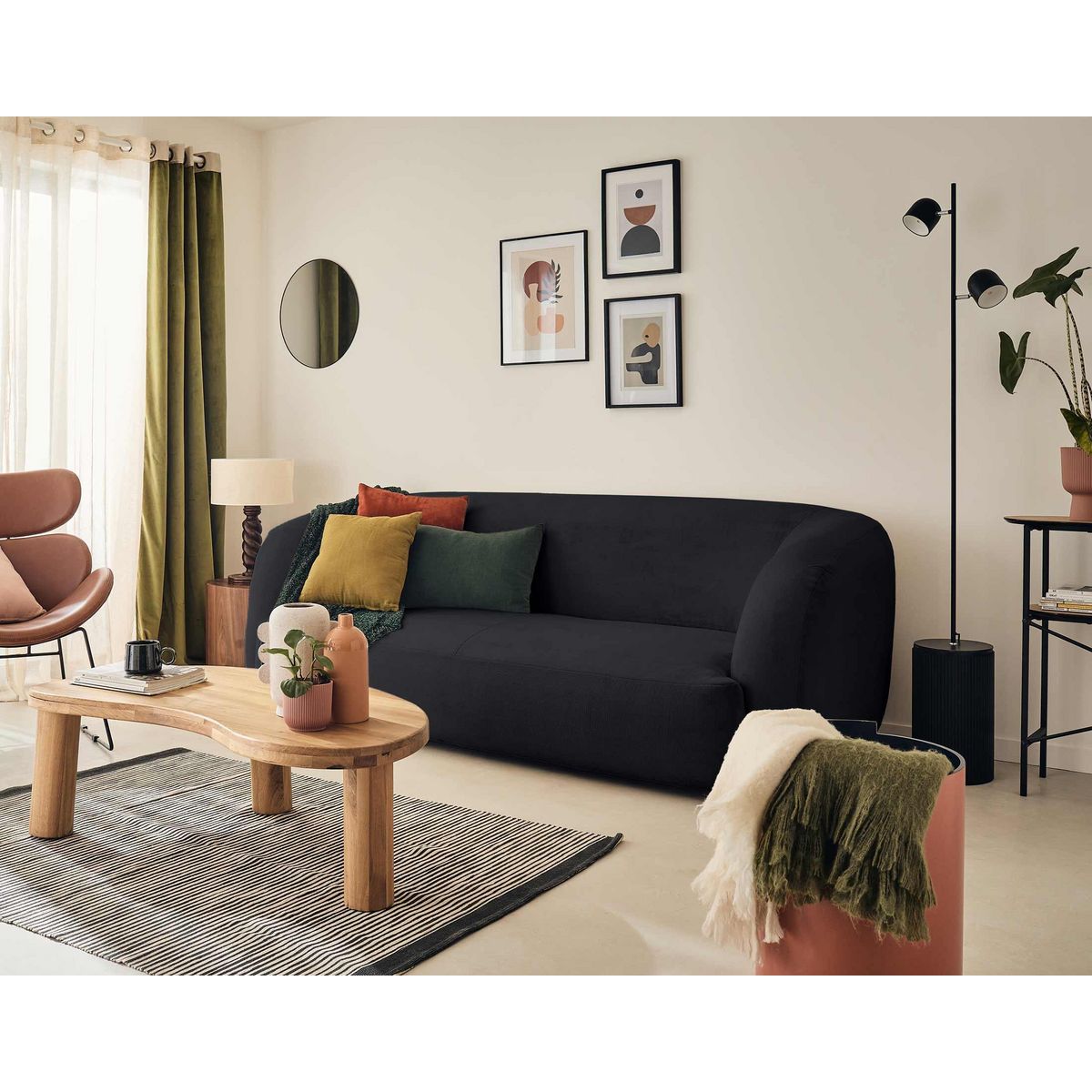 LISA DESIGN Ernee - canapé 3 places - en velours