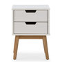 Voir la diapositive 3 : VS VENTA-STOCK Table de chevet Baku 2 tiroirs blanc, bois de pin massif