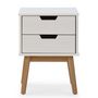Voir la diapositive 3 : VS VENTA-STOCK Table de chevet Baku 2 tiroirs blanc, bois de pin massif