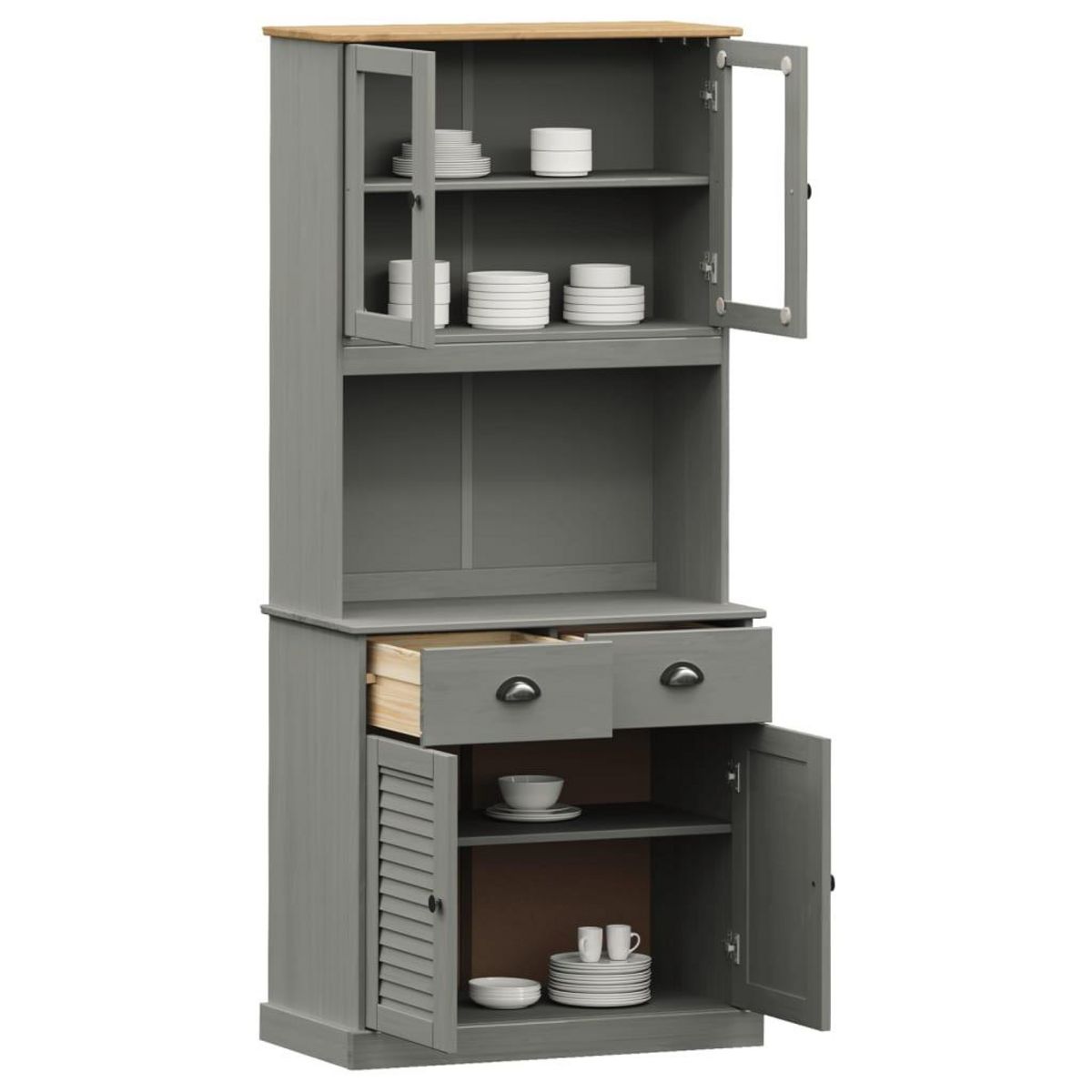 VIDAXL Buffet haut VIGO gris 78x40x175 cm bois massif de pin
