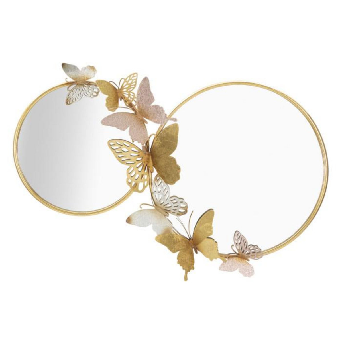 Paris Prix Double Miroir Mural Design  Butterfly  81cm Or & Rose