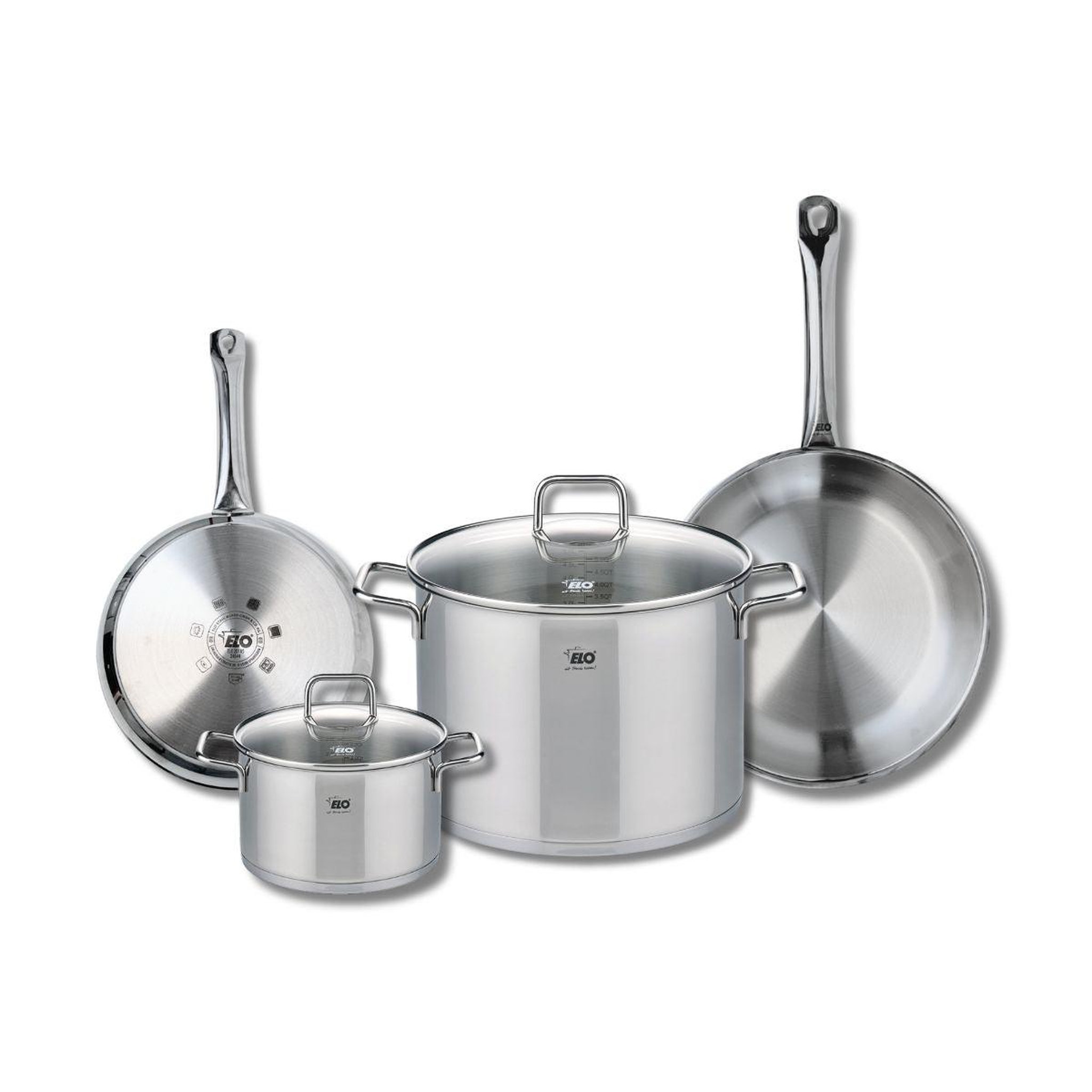 ELO Set de 2 poêles de cuisson 24 et 28 cm et 2 faitouts 16 et 26 cm elo profi citrin
