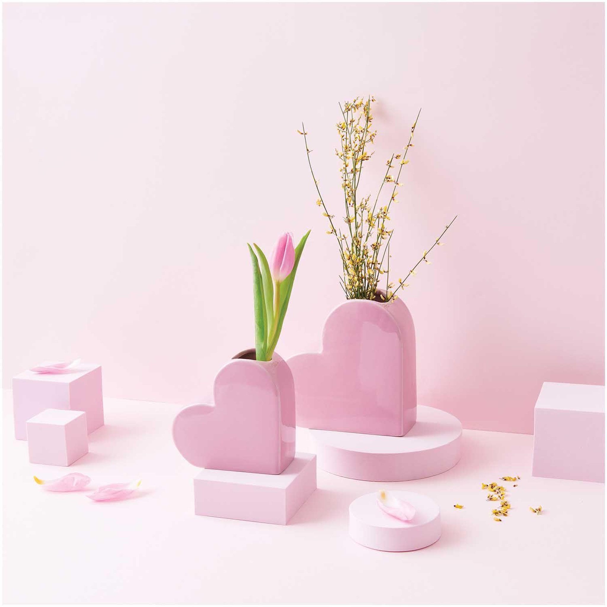 Voir la diapositive 2 : RICO DESIGN Vase en céramique coeur rose 16 cm
