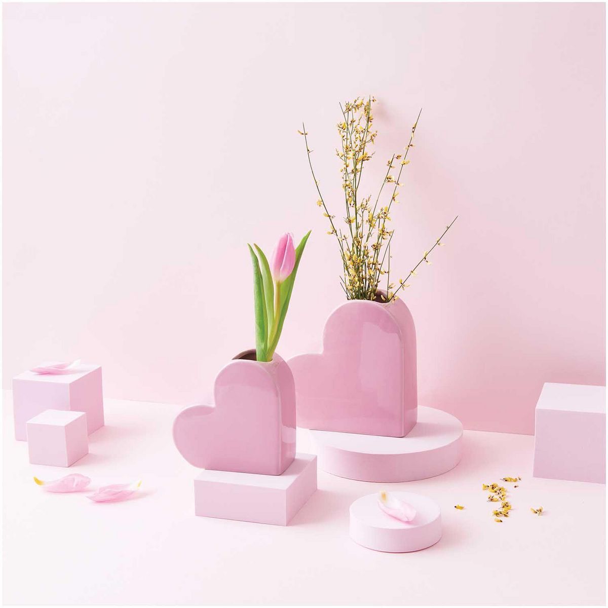 RICO DESIGN Vase en céramique coeur rose 16 cm