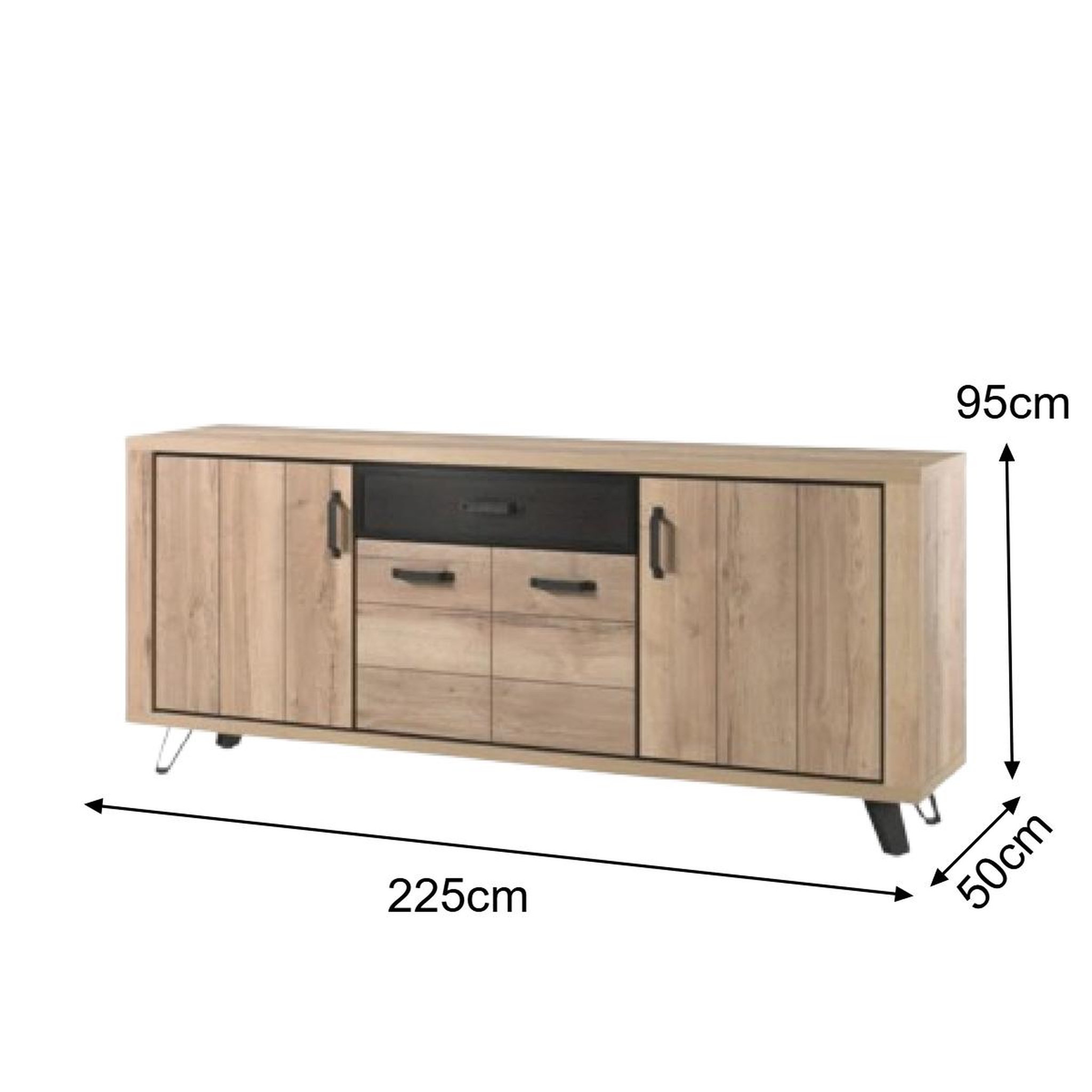 Voir la diapositive 6 : JLC KREATION Buffet industriel 4 portes et 1 tiroir bois et métal ERIA