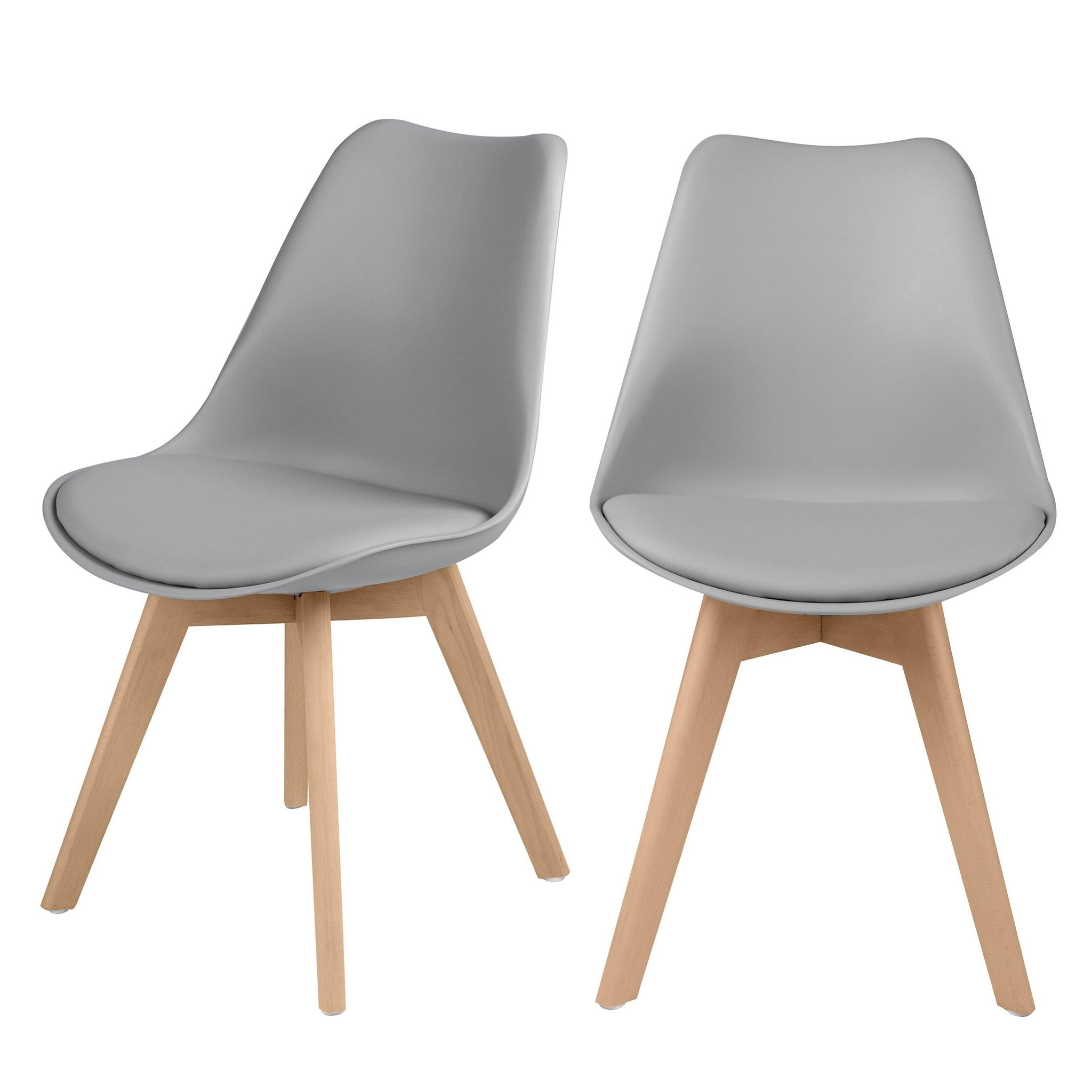 Voir la diapositive 1 : MAISON PAVANE Lot de 2 chaises gris clair et pieds bois-skandi