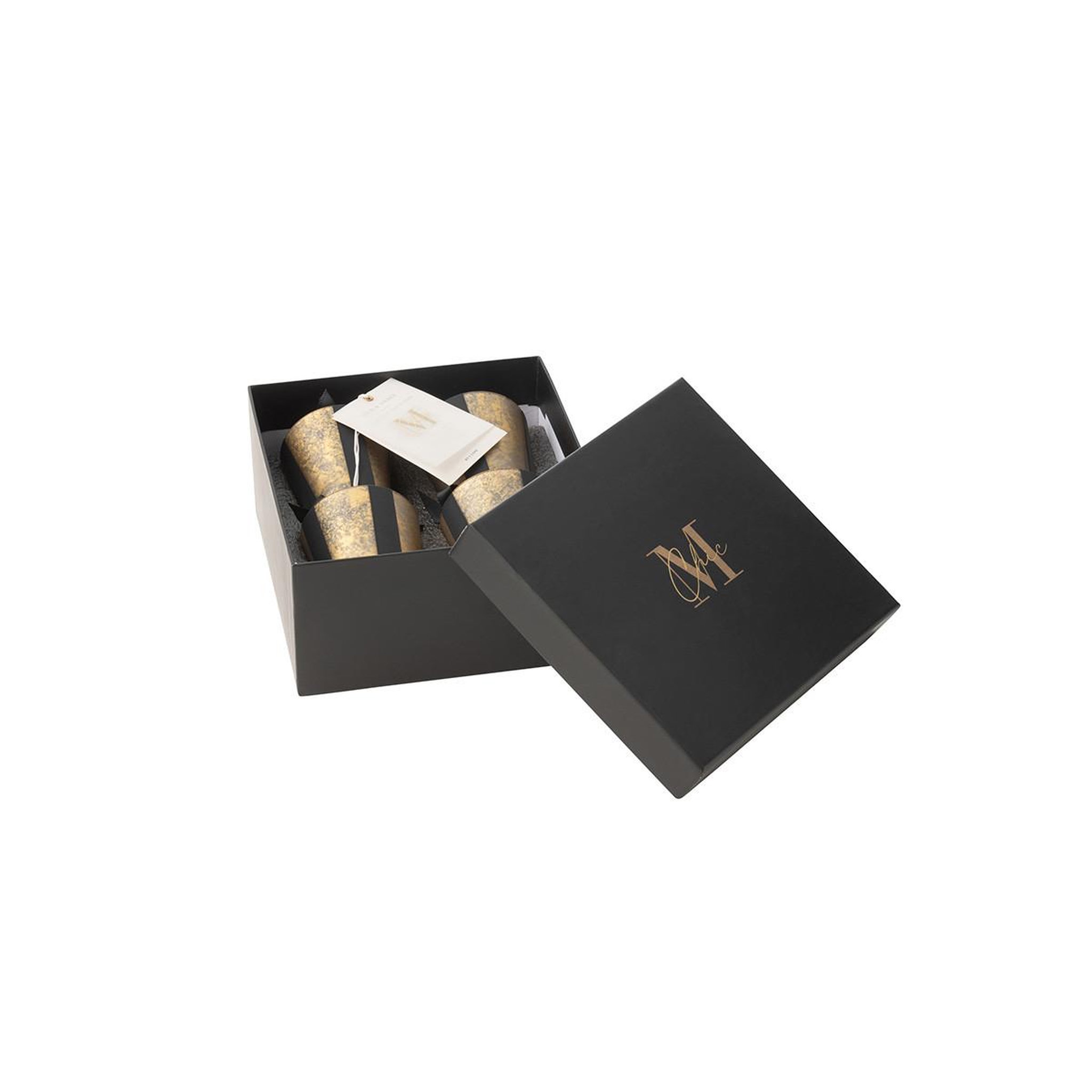 Voir la diapositive 3 : J-LINE Lot de 4 bougies parfumées  m-chic  7cm oud & amber