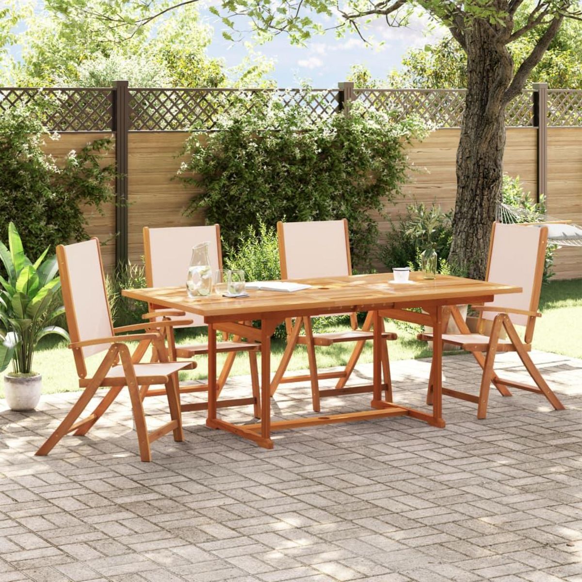 VIDAXL Ensemble a manger de jardin 5pcs bois d'acacia solide textilene