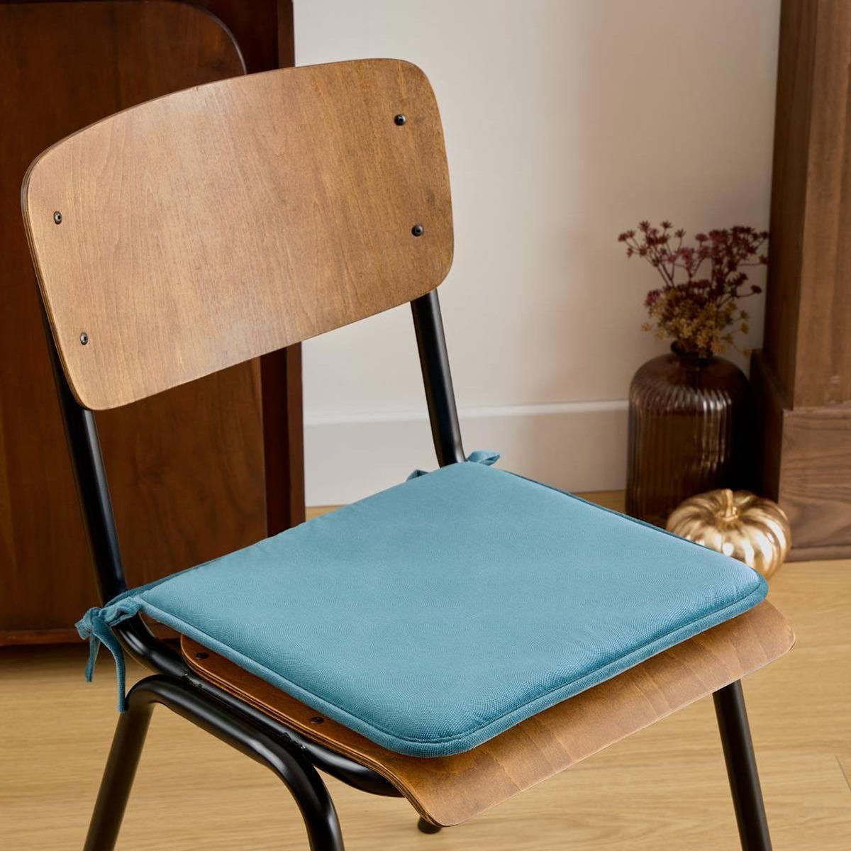 ATMOSPHERA Galette de Chaise Uni  Lilou  38x38 cm Bleu Canard