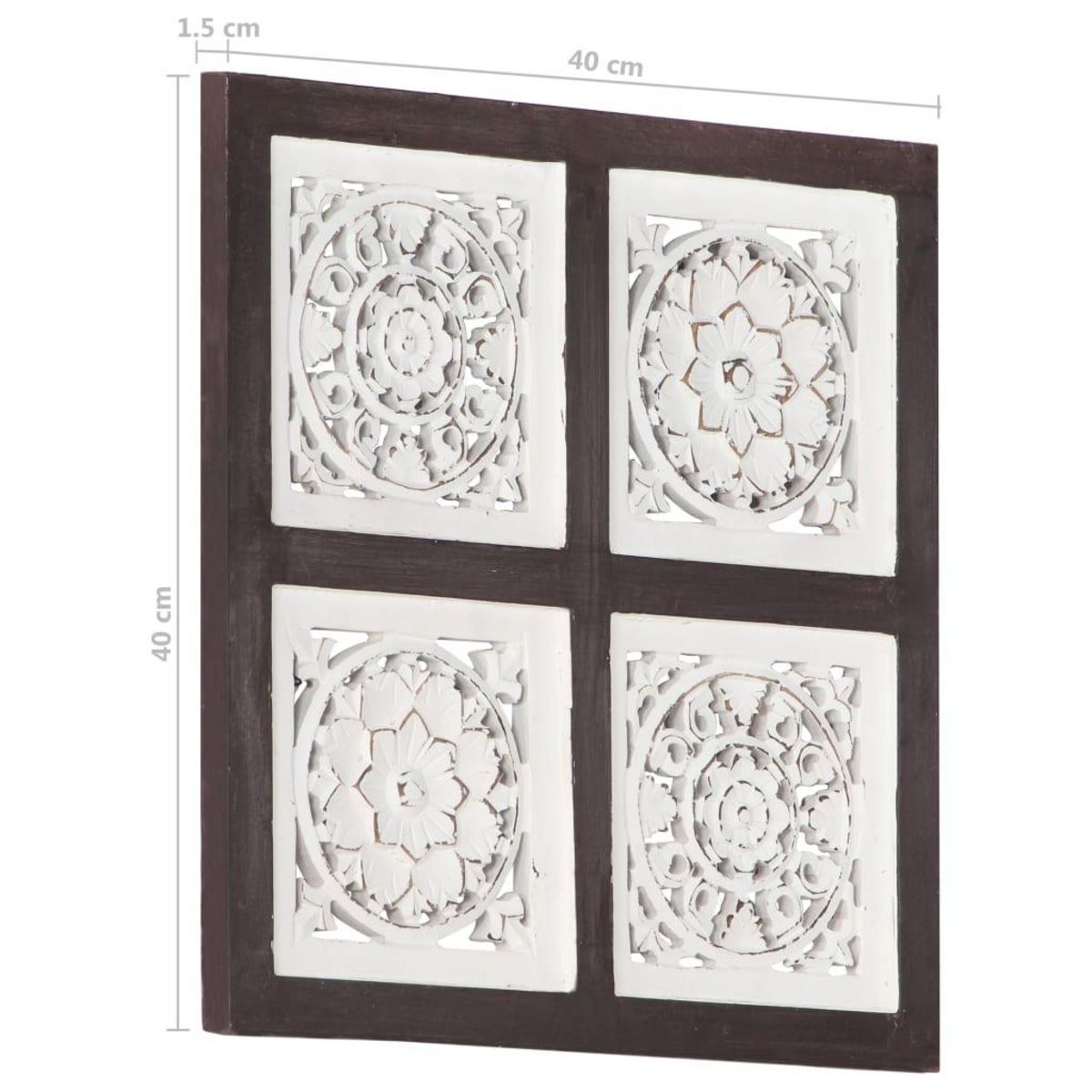 VIDAXL Panneau mural sculpte a la main MDF 40x40x1,5cm Marron et blanc