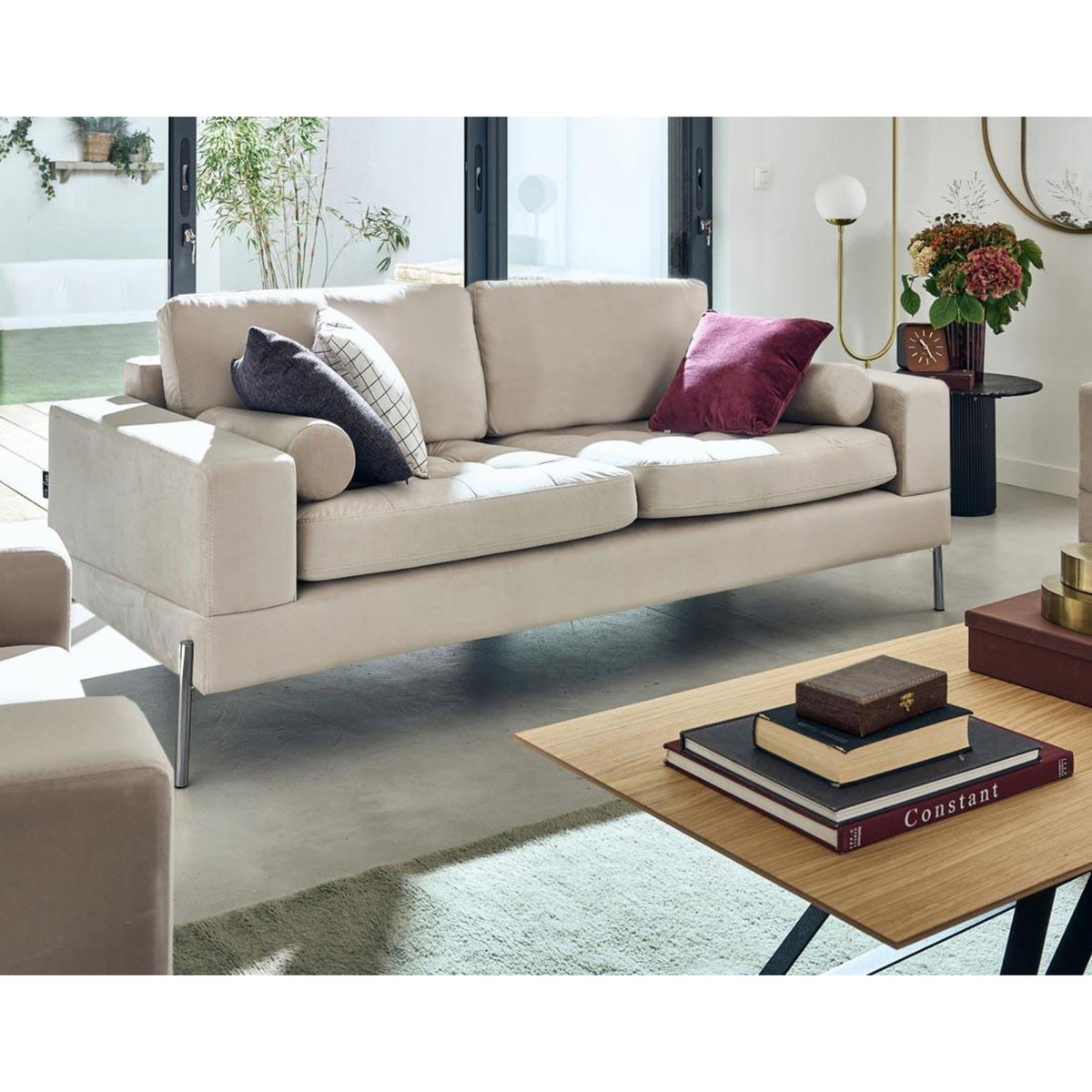 LISA DESIGN Isaure - canapé droit 3 places en velours