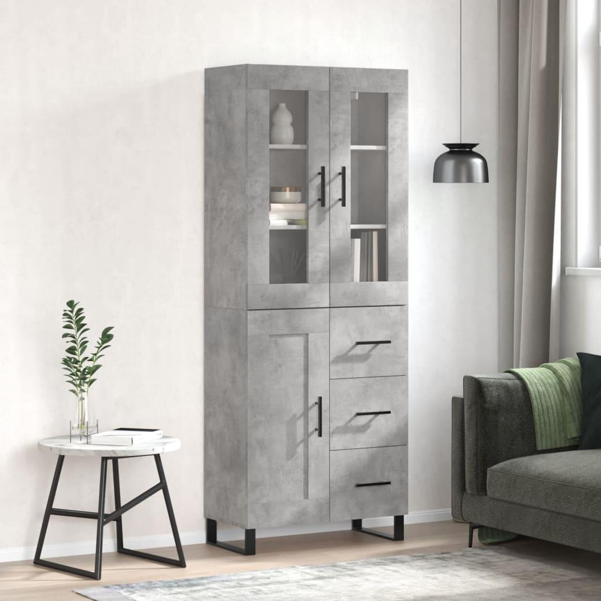 VIDAXL Buffet haut Gris beton 69,5x34x180 cm Bois d'ingenierie