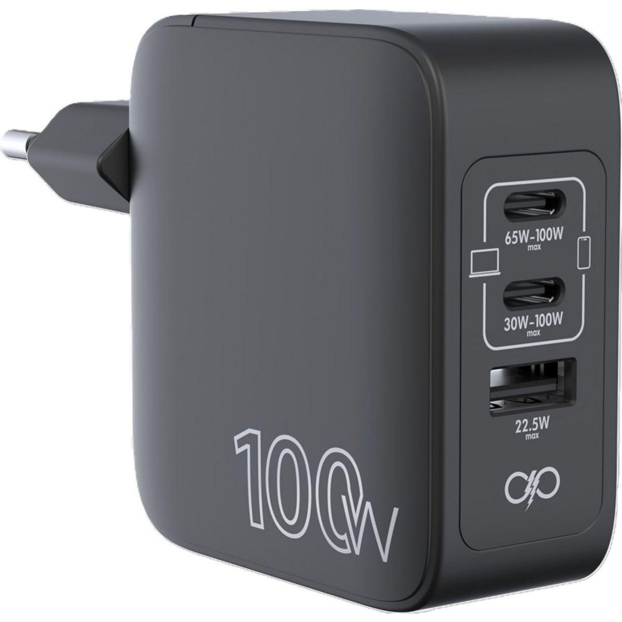 FORCE POWER Chargeur ordinateur portable 100w usb-a + 2 usb-c gan noir