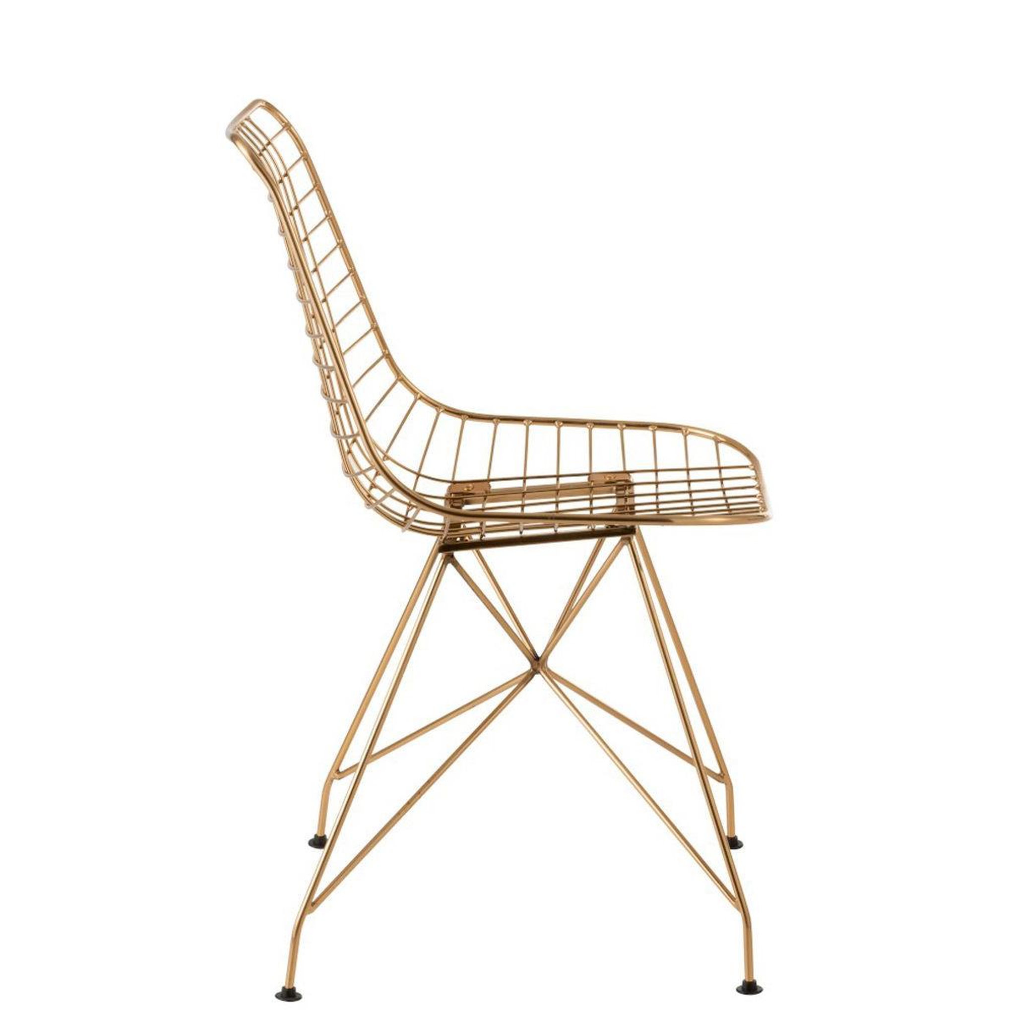 Voir la diapositive 3 : J-LINE Chaise Design en Métal  Charlotte  84cm Or