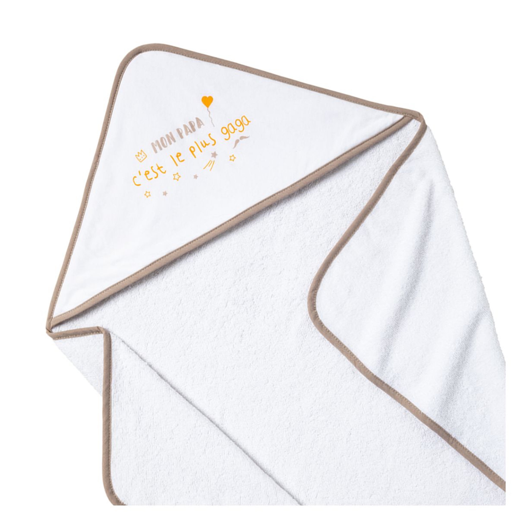 Voir la diapositive 3 : Babycalin Cape de bain bébé 70x70cm Message Papa