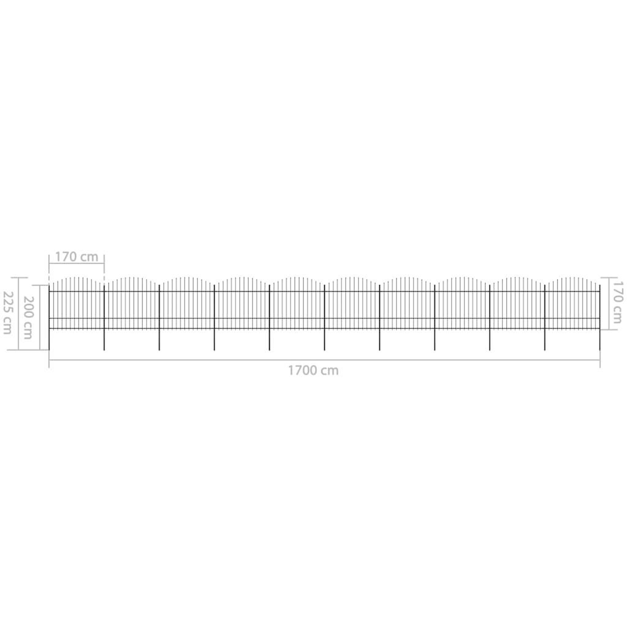 Voir la diapositive 6 : VIDAXL Cloture de jardin a dessus en lance Acier (1,5-1,75)x17 m Noir