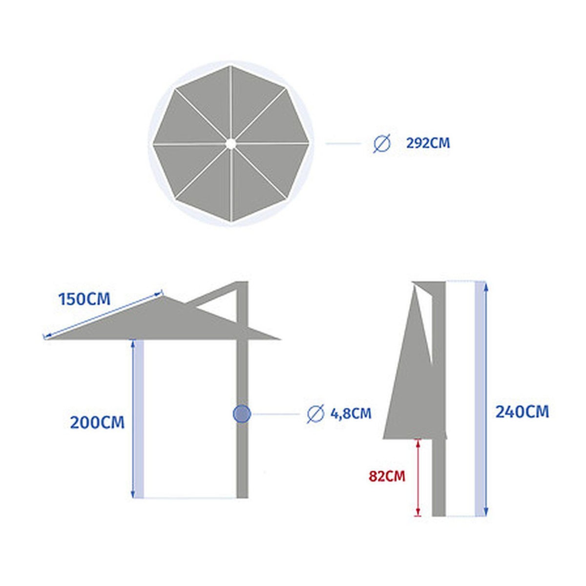 HESPERIDE Parasol déporté rond MANOA