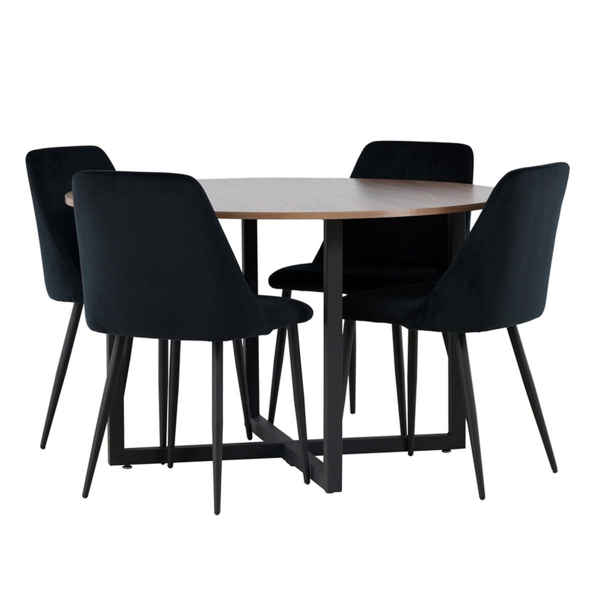 Paris Prix Ensemble table à manger & 4 chaises  durango & night  120cm noyer & noir