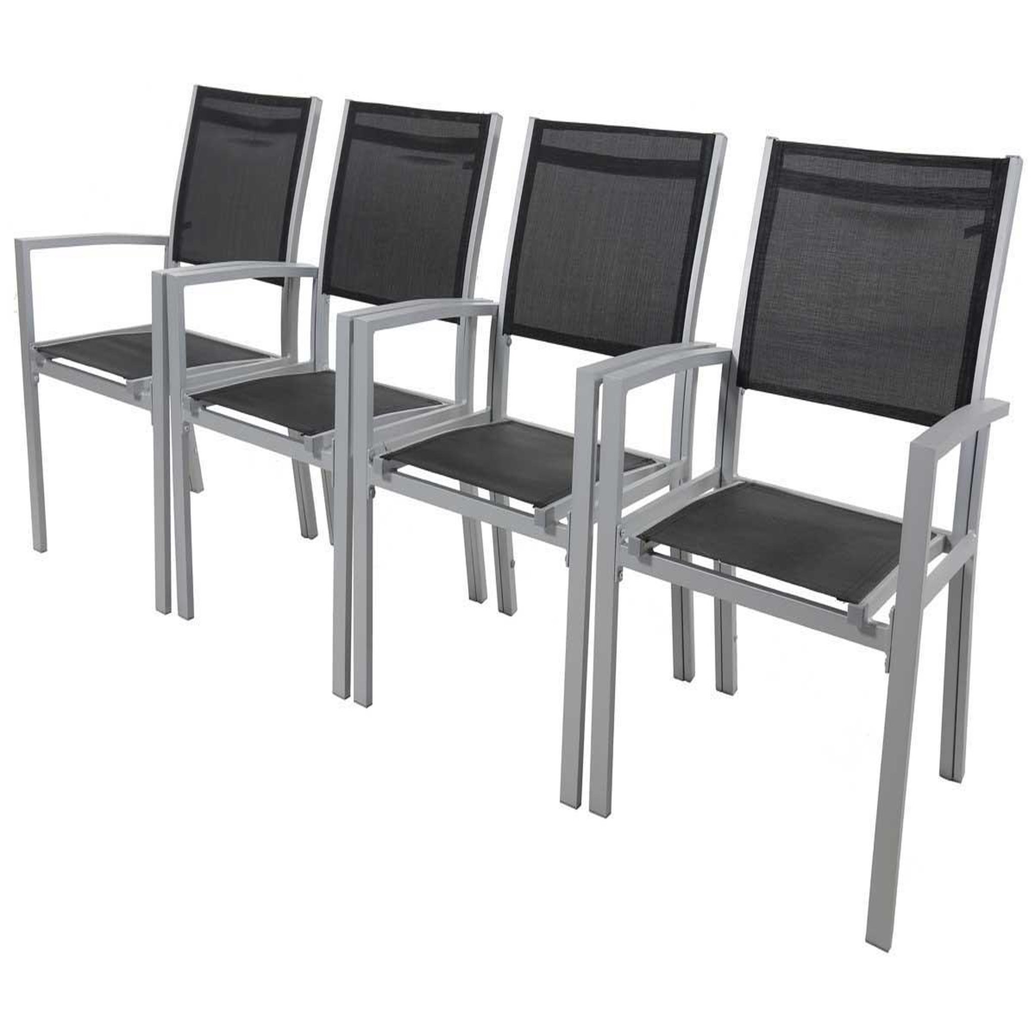 Voir la diapositive 4 : Habitat et Jardin Fauteuil jardin alu/textilène  tropic  - phoenix - noir - lot de 2