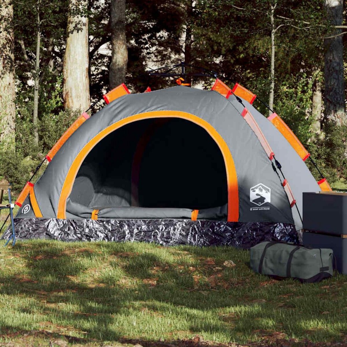 VIDAXL Tente de camping 2 personnes gris et orange liberation rapide