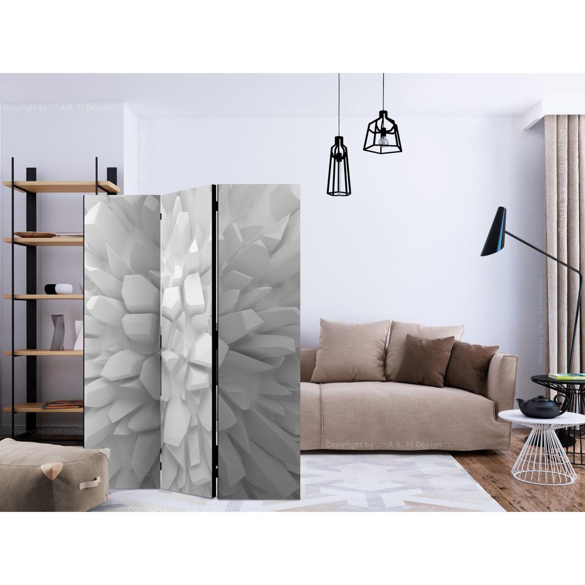 Voir la diapositive 2 : Paris Prix Paravent 3 volets  white dahlia  135x172cm