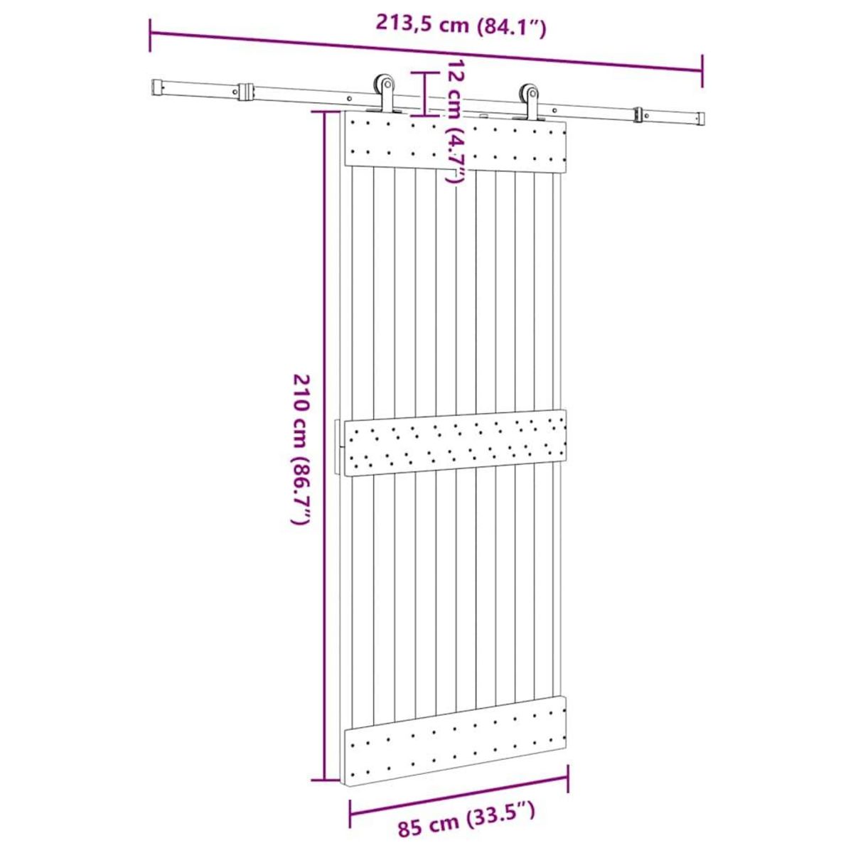 VIDAXL Porte coulissante et kit de quincaillerie 85x210 cm pin massif