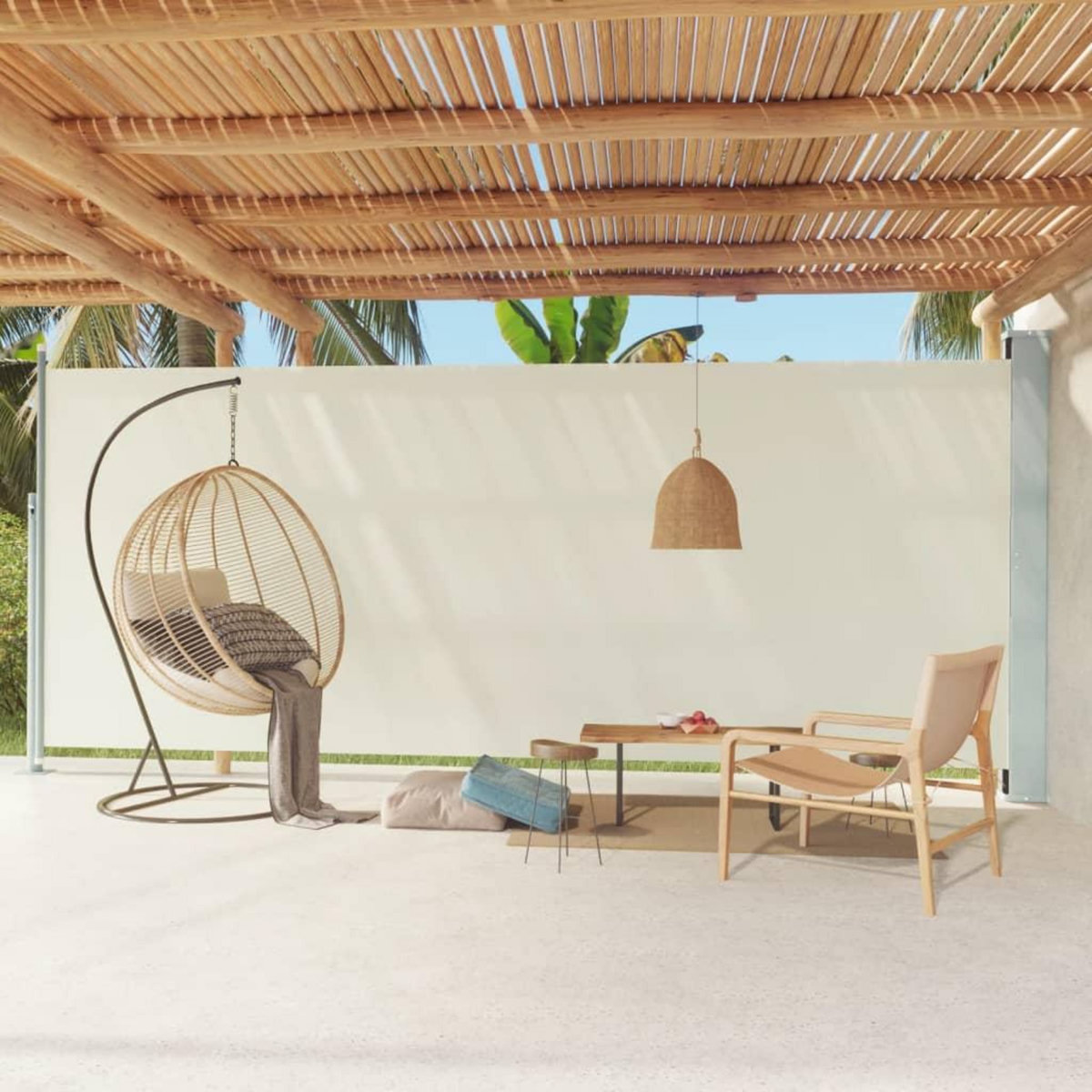 VIDAXL Auvent lateral retractable de patio 220x600 cm Creme