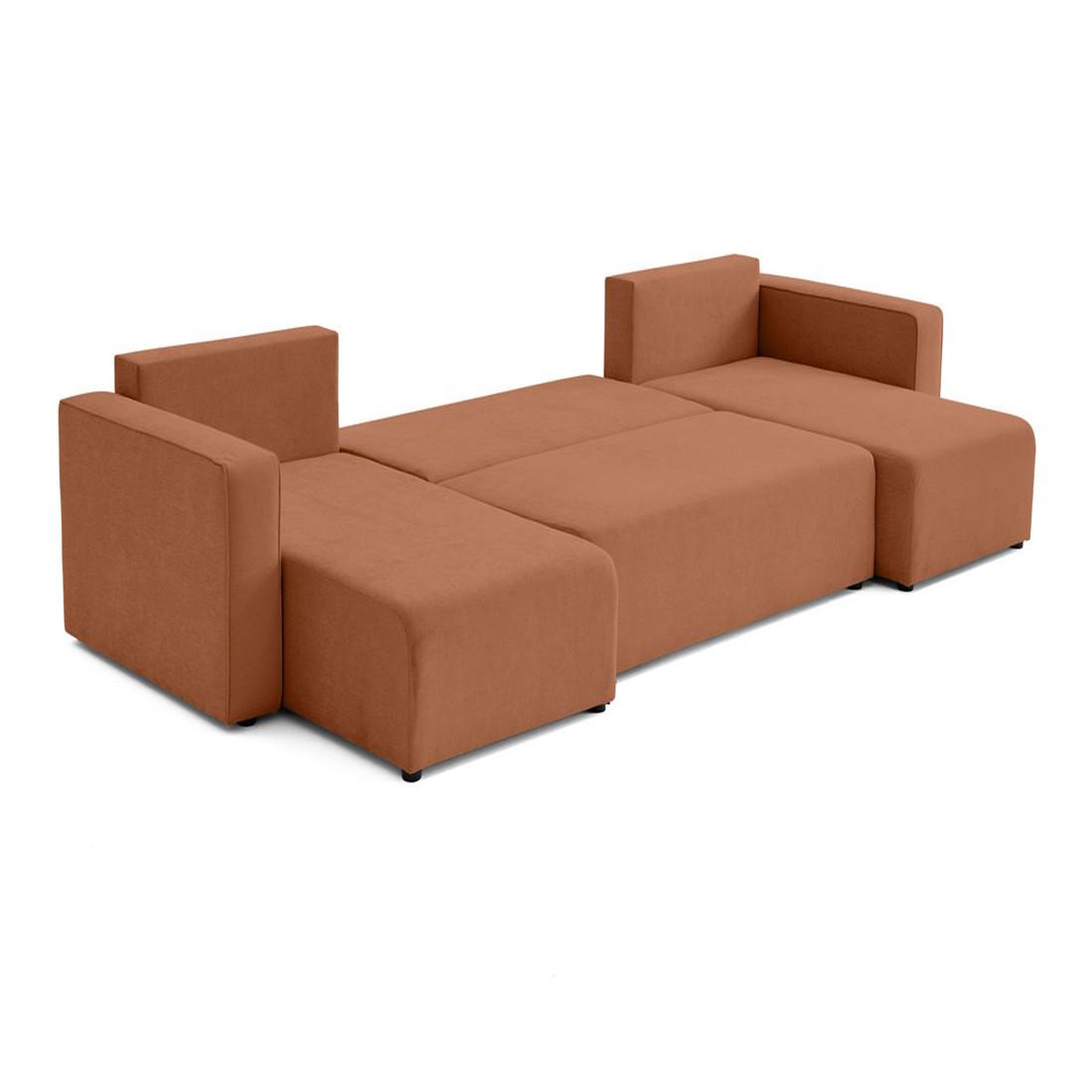 Voir la diapositive 3 : BEST MOBILIER Topaze - canapé panoramique - 7 places - convertible avec coffre - en tissu