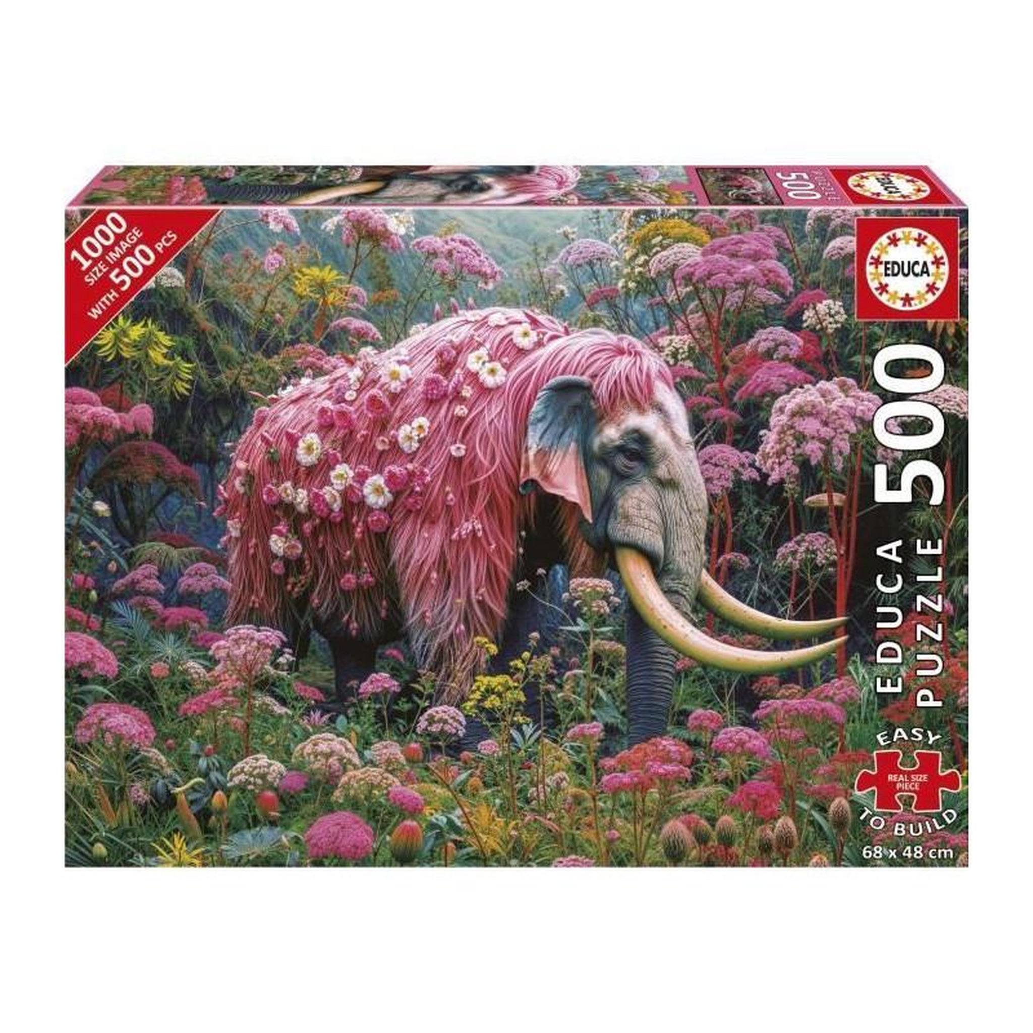 EDUCA Puzzle 500 pièces - Éléphant fleuri - Animaux - Dès 10 ans - Educa