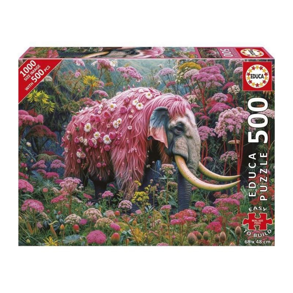 EDUCA Puzzle - EDUCA - Éléphant Fleuri - 500 pieces - Theme Animaux - Pour enfants a partir de 10 ans
