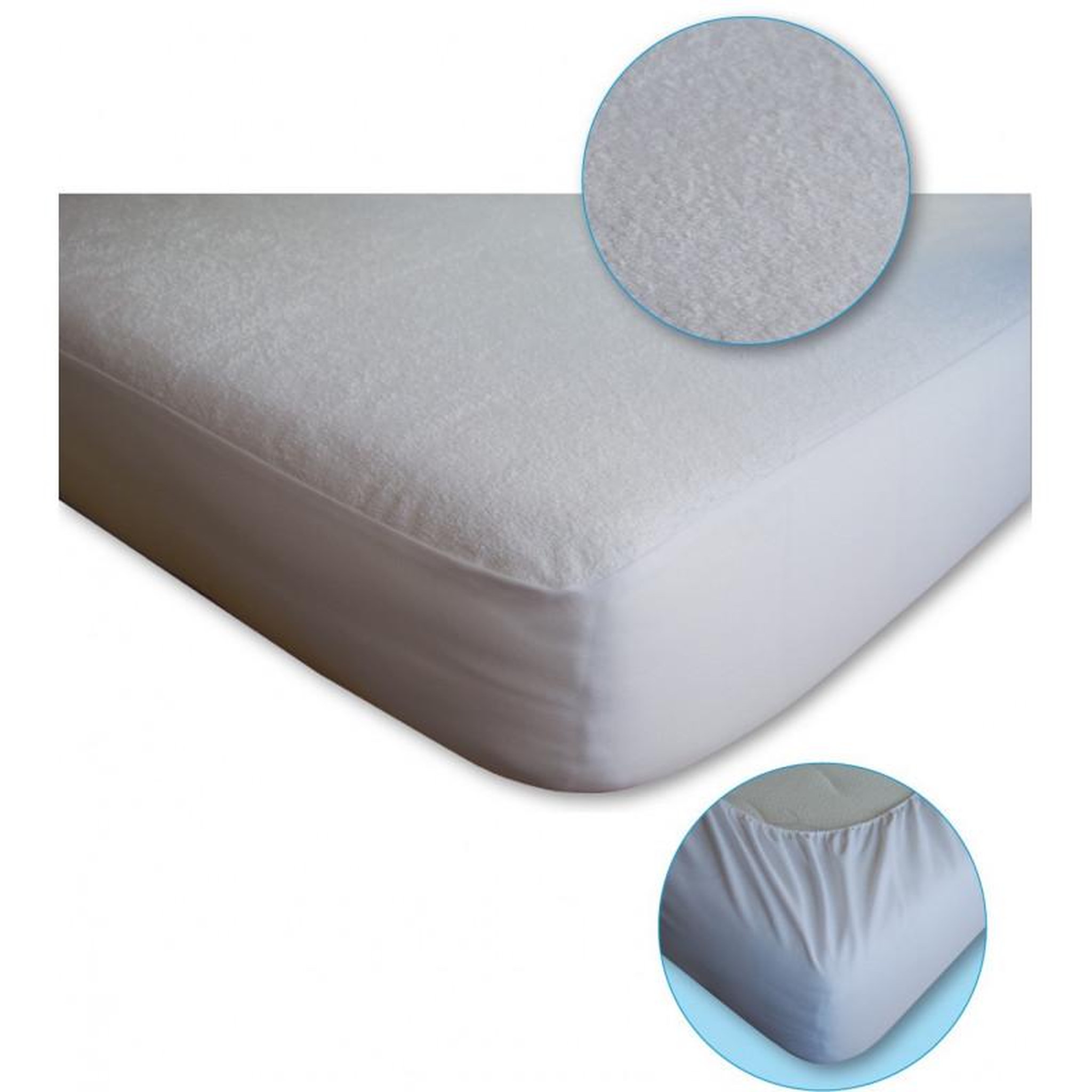 Voir la diapositive 3 : COTON PUR Lot de 2 Protèges matelas imperméable, absorbant et anti-acariens 160 x 200 cm