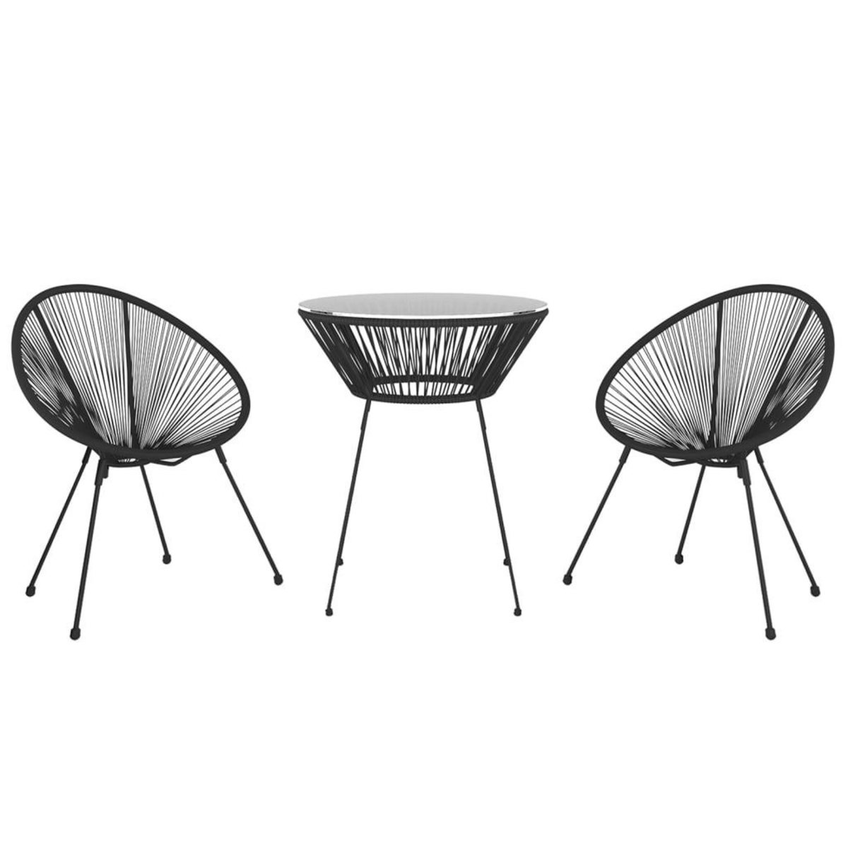 VIDAXL Ensemble a manger de jardin 3 pcs Noir