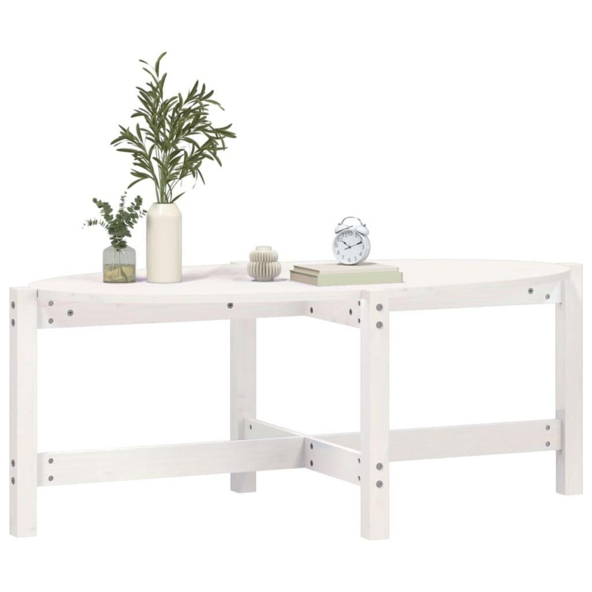 VIDAXL Table basse Blanc 118x63x45 cm Bois massif de pin