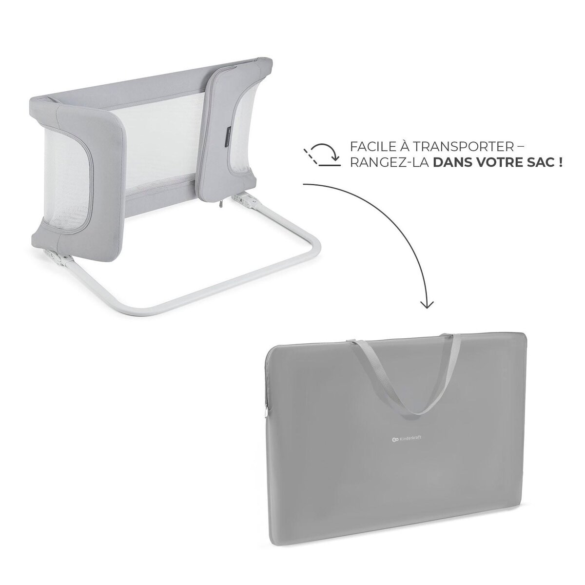 KINDERKRAFT Barrière de lit enfant pliable sécurisée