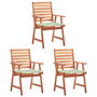 Voir la diapositive 1 : VIDAXL Chaises a manger d'exterieur lot de 3 et coussins Acacia massif
