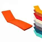 LINXOR Coussin déhoussable pour bain de soleil, transat - 183 x 60 cm. Coloris disponibles : Orange, Bleu, Rouge, Gris, Beige, Jaune